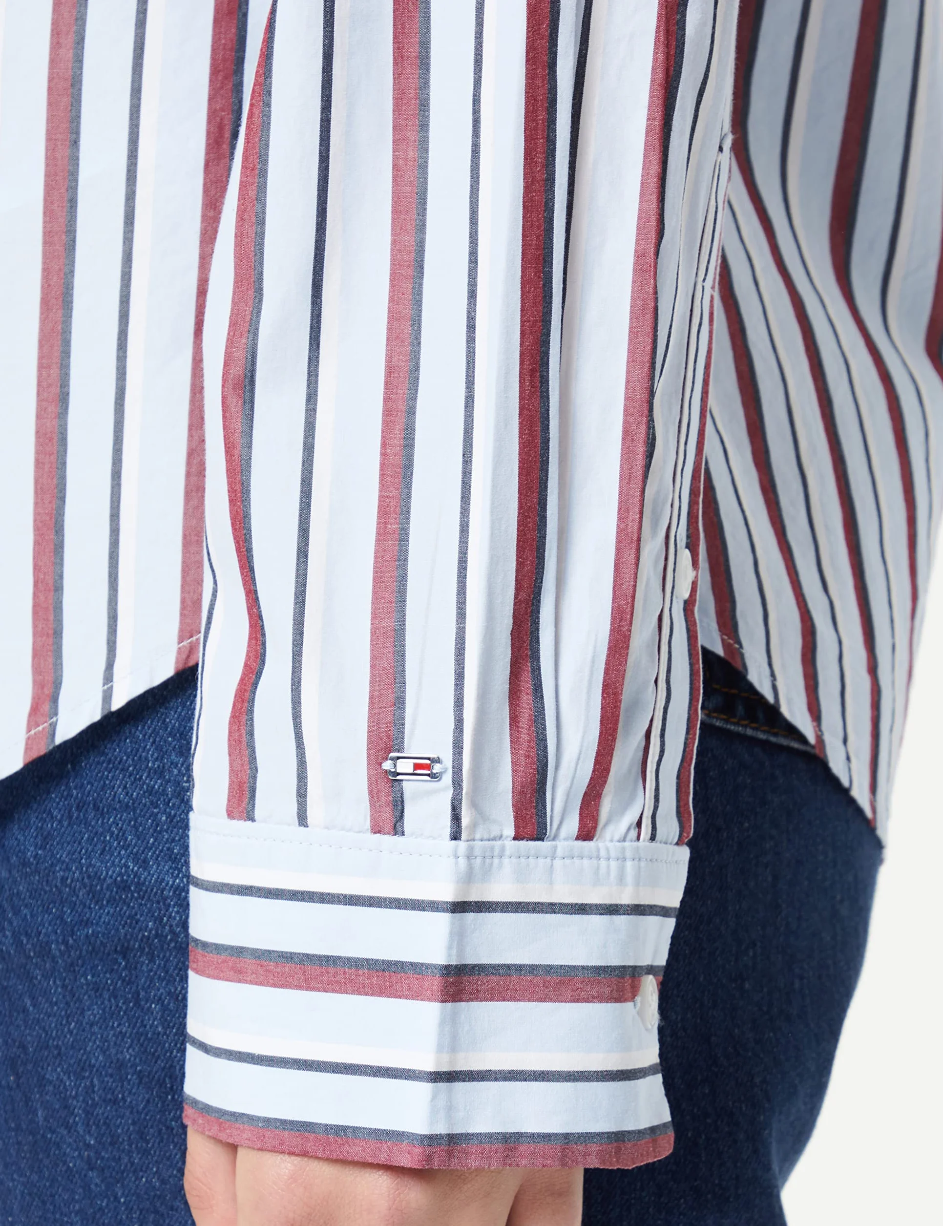 Tommy Hilfiger Damska koszula regularna RWB LS Casual, Split Global STP/Breezy Blue, 38, Split Global Stp/Breezy Blue, 64
