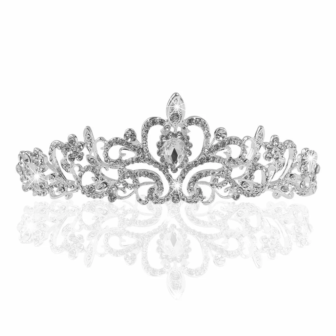 Druhna kryształowa tiara, opaska na czoło dla panny młodej, dla druhny, kryształowa opaska na czoło, kryształ górski, tiara, opaska na czoło na wesele (srebrna)