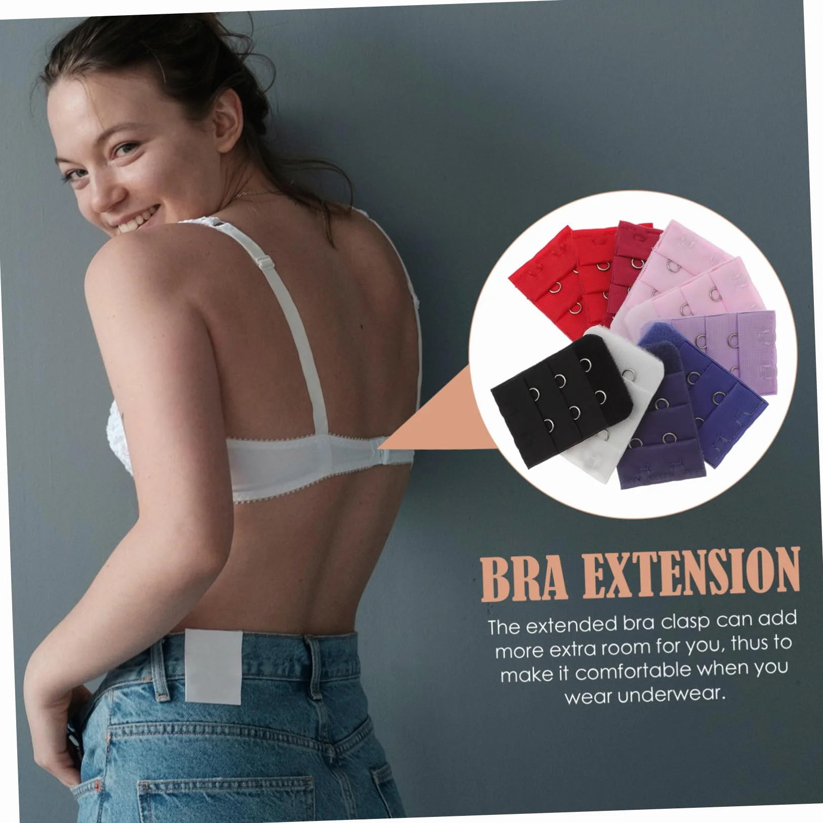 BESTYASH Zestaw Biustonoszy Essential Bra Kit 10 Szt Przedłużki Damskie Wąskie 3 Rzędy 2 Guziki Ułatwiające Dopasowanie Biustonosza