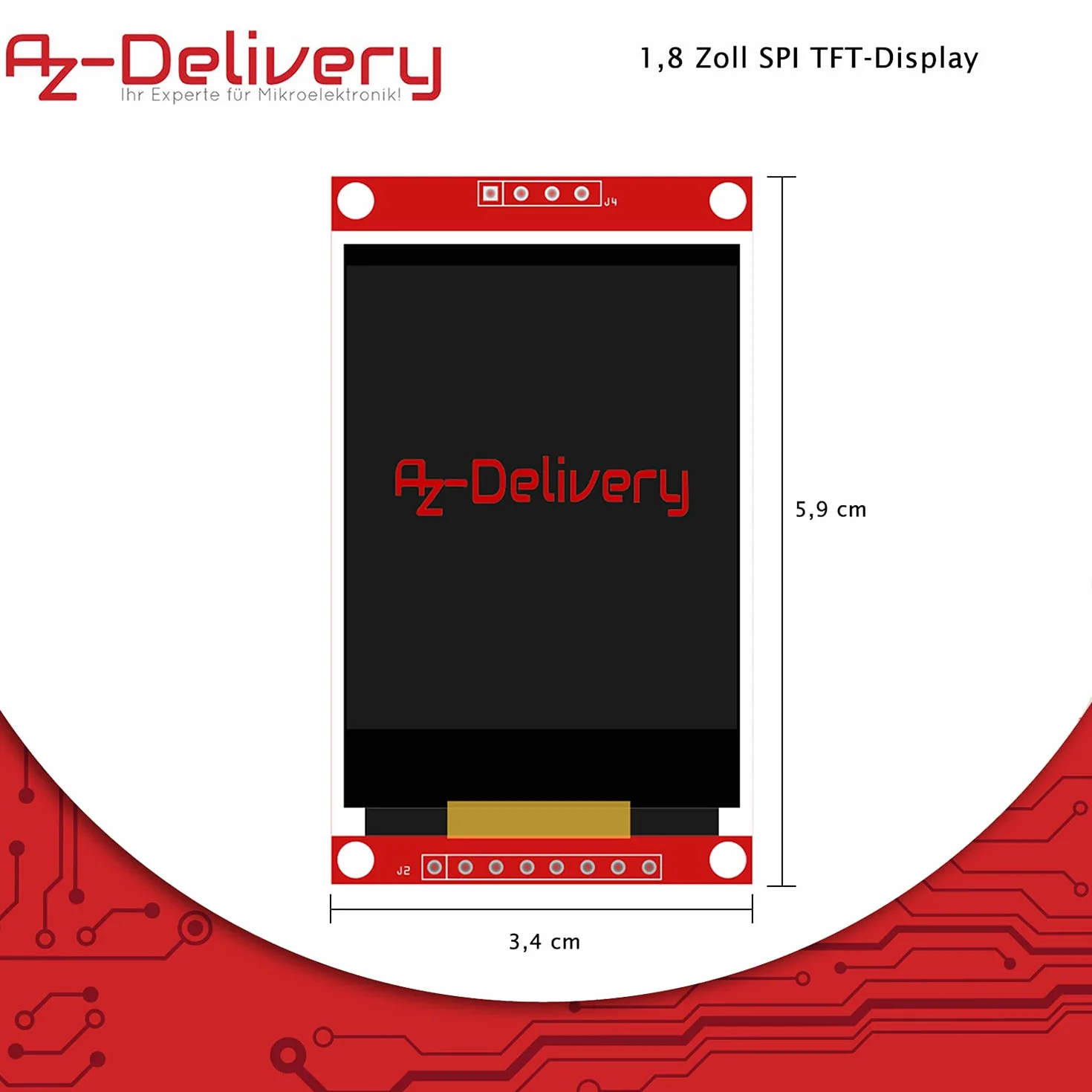 AZDelivery Wyświetlacz SPI TFT 1,8 cala z 128 x 160 ST7735 pikselami kompatybilny z Arduino i Raspberry Pi, w tym e-book!