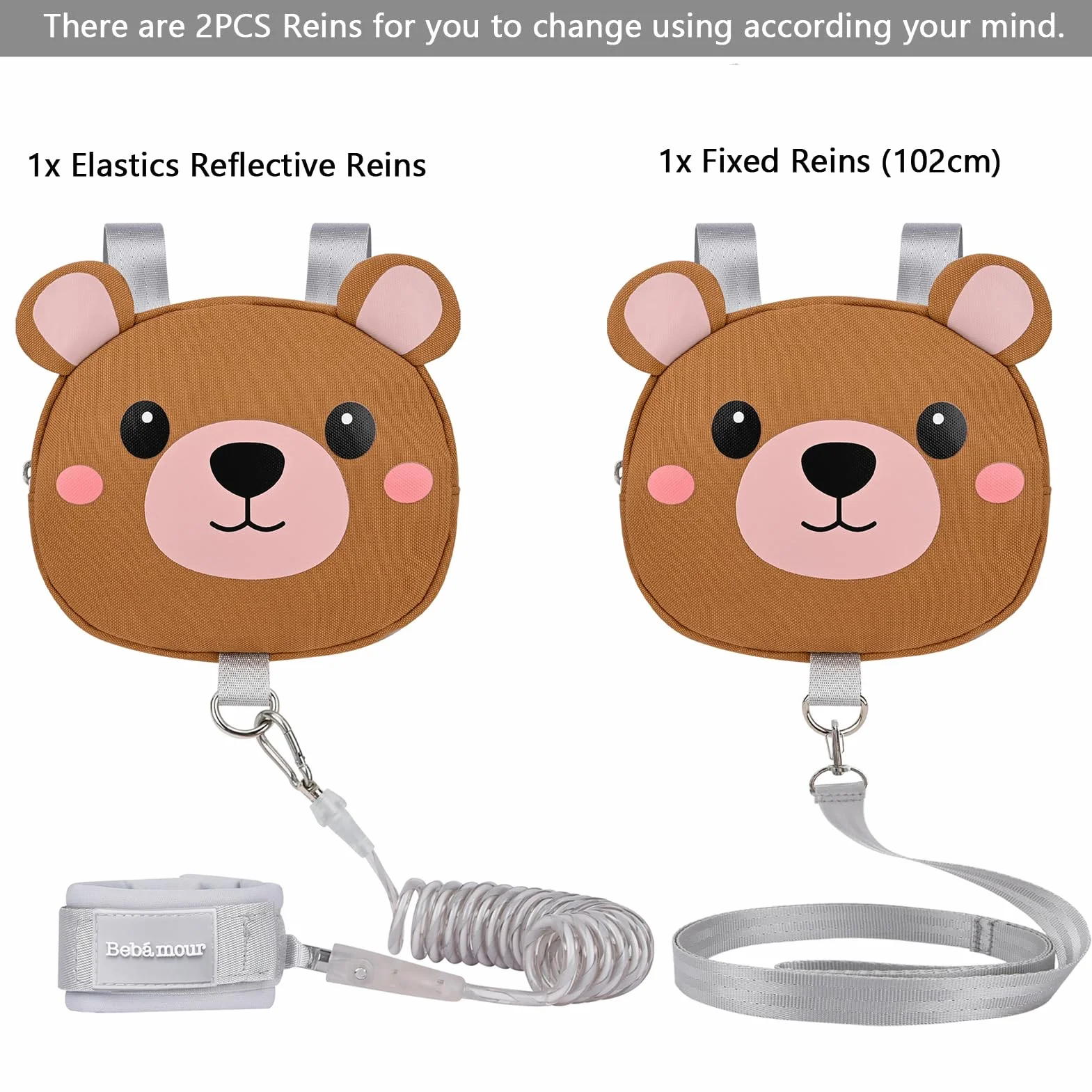 Bebamour Animal Toddler Backpack z wodzami bezpieczeństwa Mini torba ze smyczą dla dzieci Przenośny plecak z szelkami dla chłopców i dziewcząt