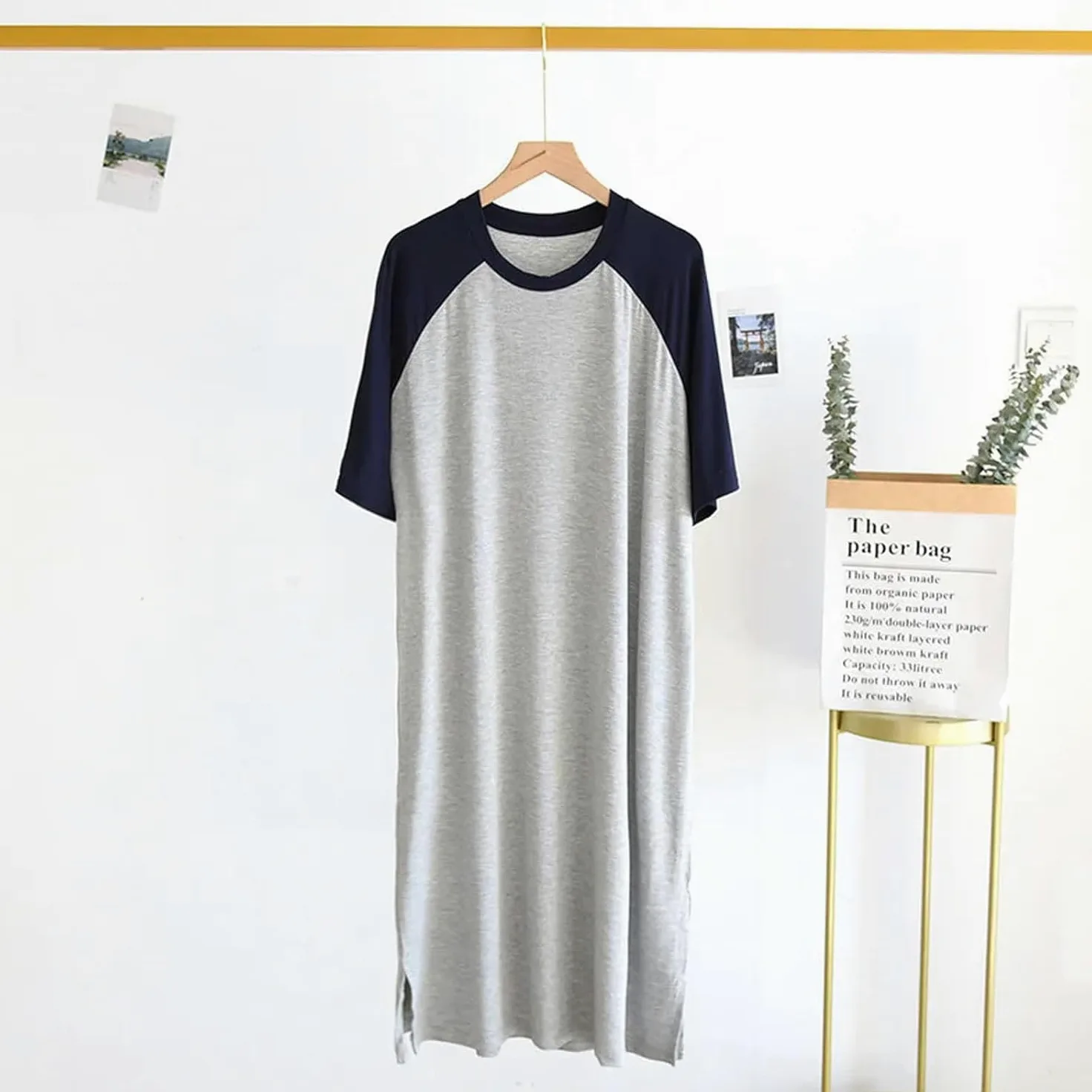 Piżamy Damskie Wiosna Lato Koszule Nocne Damska Koszula Nocna Krótki Rękaw Długa Koszula Nocna Bawełniana Plus Size Bielizna Nocna, Picture2, XL