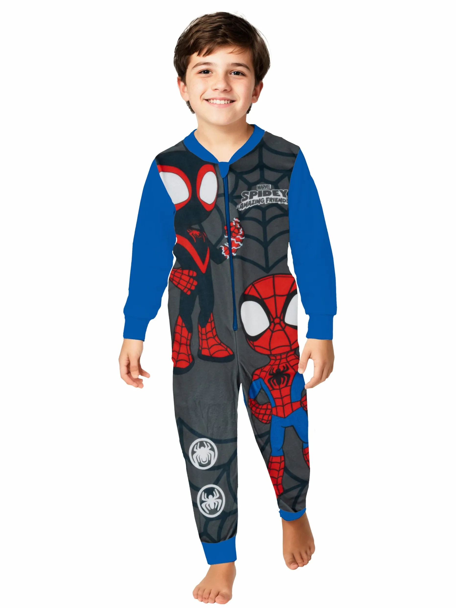 Marvel Spidey und Seine Super-FFreunde Kombinezon dla chłopców - Spiderman Kombinezon Dziecięcy Piżama Piżama z długim rękawem czerwony/niebieski
