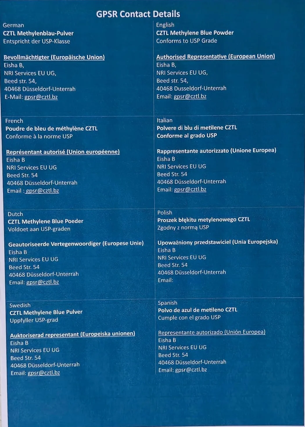 USP Grade Methylene Blue Powder 10 gm