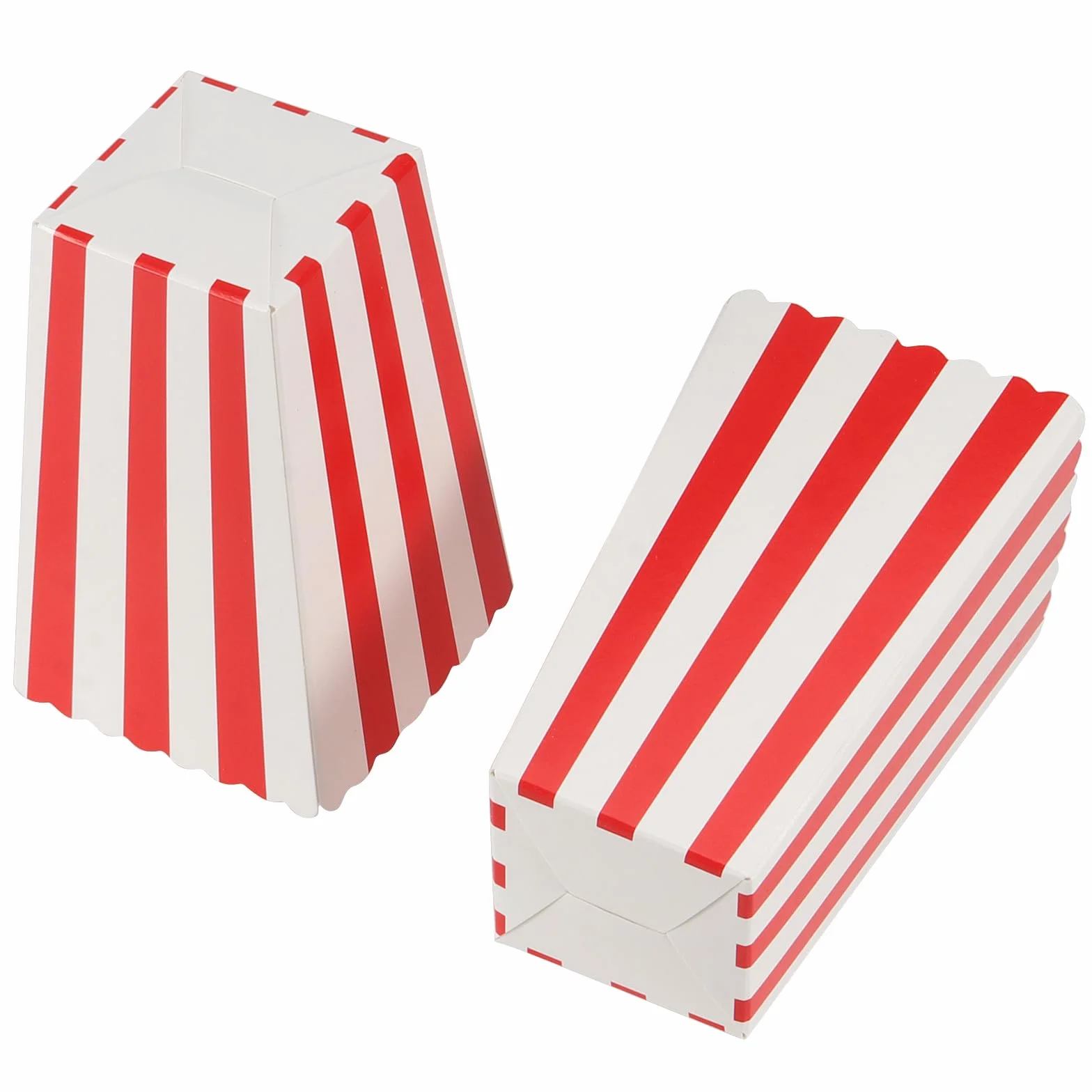 ZOENHOU 120 sztuk torebek na popcorn, czerwono-bia?e paski, ma?e torebki na popcorn, pude?ka na popcorn, mini pude?ka na przek?ski, kartonowe pojemniki na s?odycze, zestaw na cukierki, popcorn,