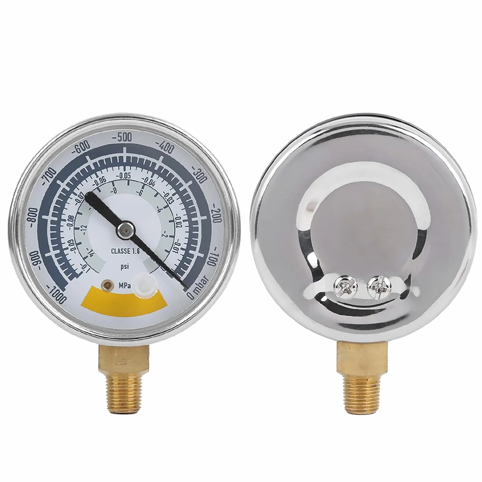 Manometr mechaniczny, precyzyjny manometr powietrza instrument do pompy próżniowej 0-14 psi NPT przyłącze 1/8 cala, niezawodny manometr do pomiaru ciśnienia powietrza do pomp próżniowych