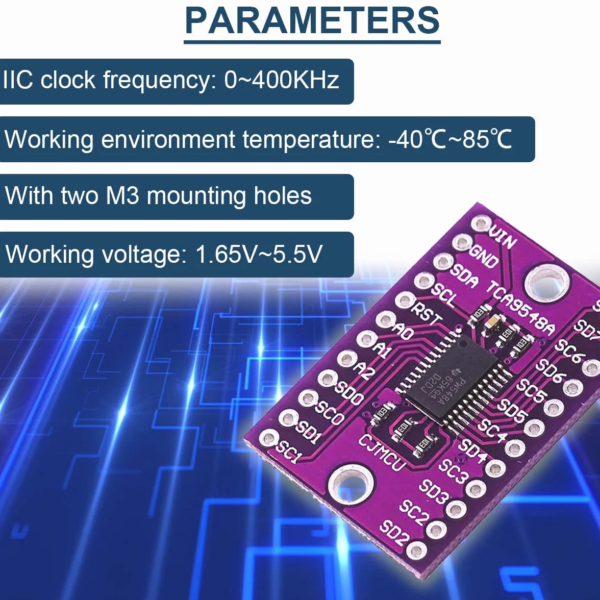 TCA9548A IIC Multiplekser Breakout Board 400 kHz 1,8 V - 5 V 8-kanałowy przełącznik komunikacyjny I2C, płytka rozszerzeń z resetowaniem do Arduino