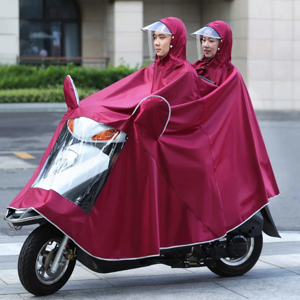 Płaszcz Mobilność Skuter Motocykl Płaszcz przeciwdeszczowy Poncho Odzież przeciwdeszczowa z daszkiem,Płaszcz przeciwdeszczowy(Red,Double 5XL)