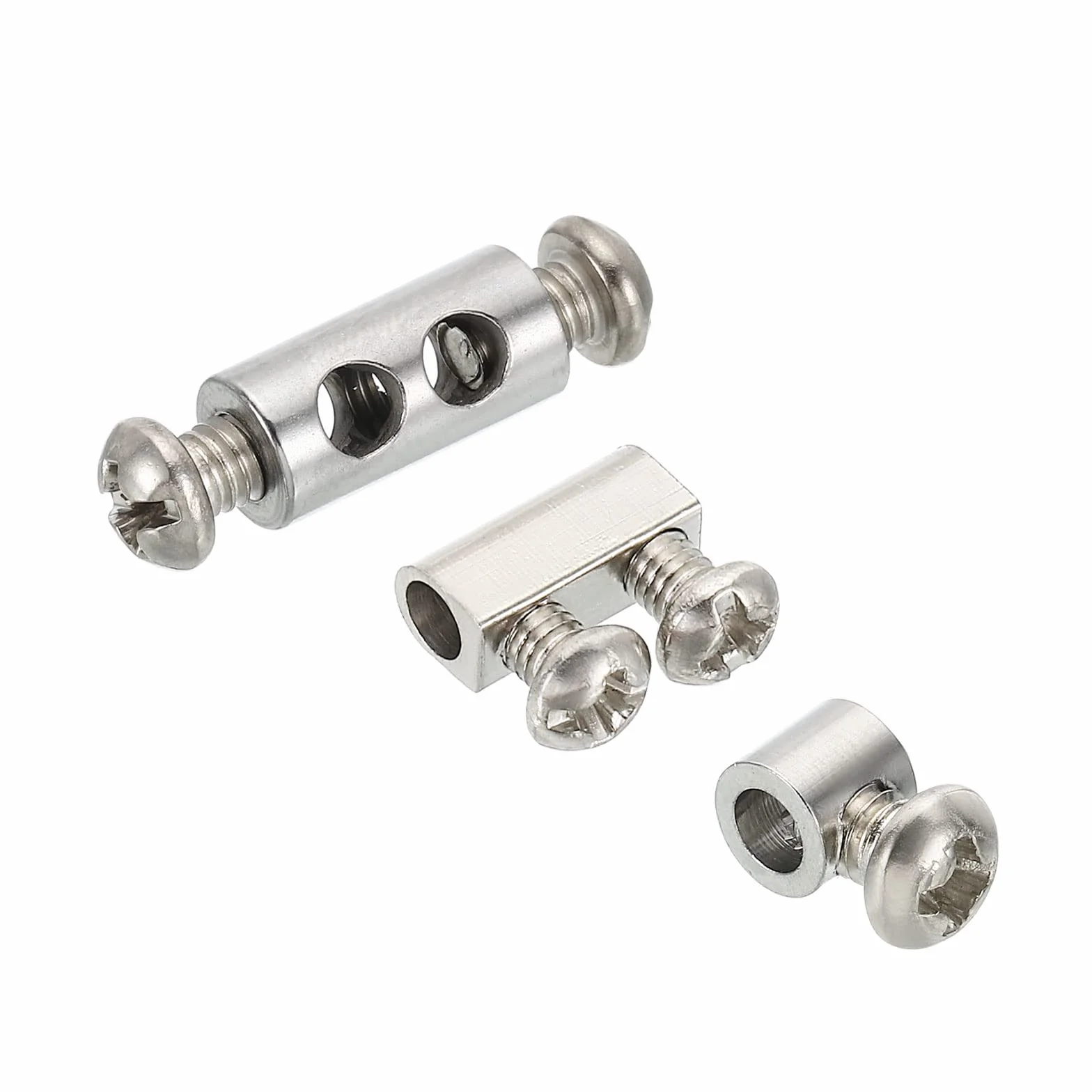 PATIKIL Klipsy do liny drucianej, 1 zestaw/18 szt. stalowych zacisków kablowych 3 mm 3,5 mm pojedyncze/podwójne otwory, zacisk do linek ze śrubami M3/M4 do kabli