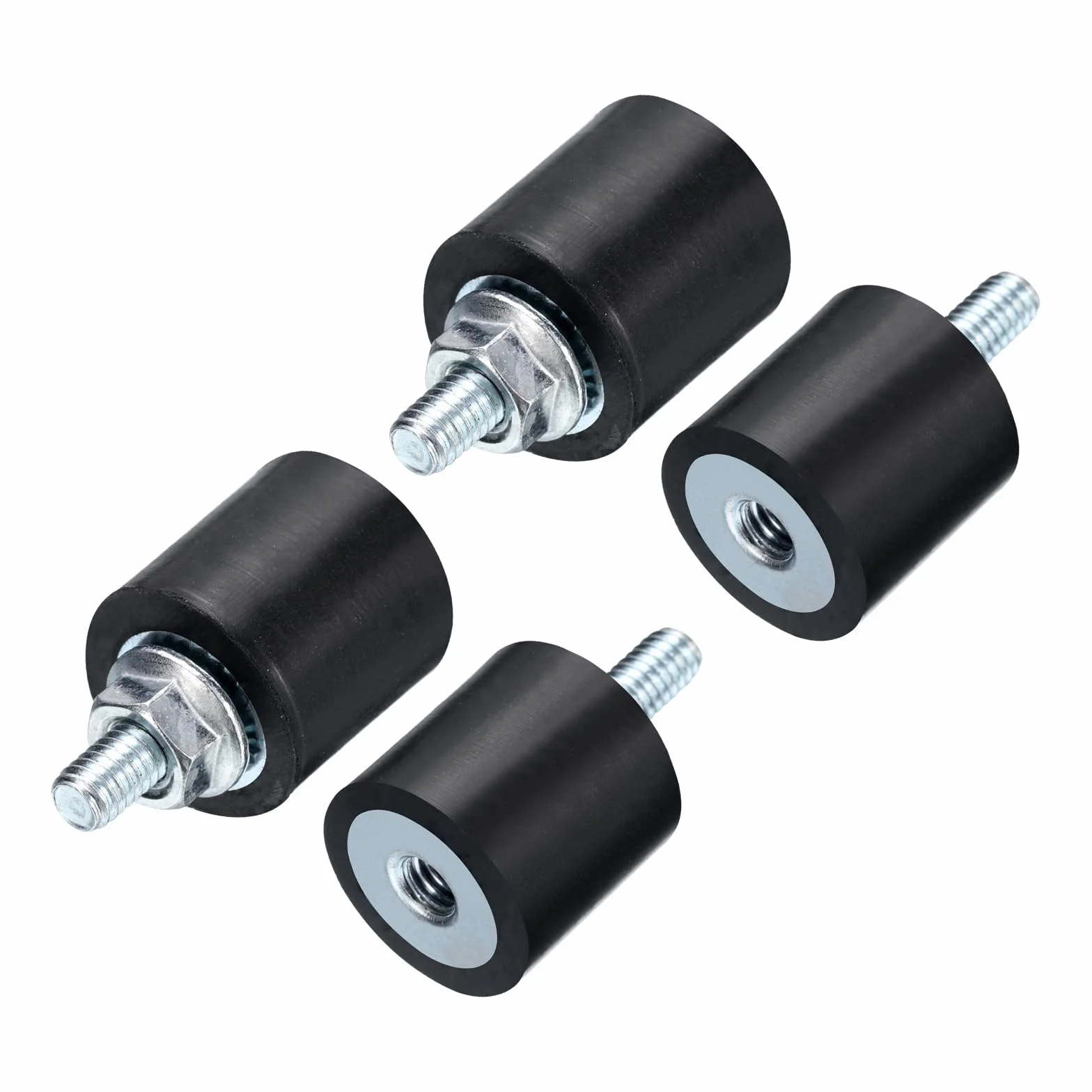 QUARKZMAN 4 szt. M4 x 10 mm Gumowy izolator ze śrubami 15 x 15 mm męski żeński amortyzator wibracyjny ocynkowany montaż gwintu cylindrycznego tłumiący wibracje z 4 szt. Nakrętki blokujące M4