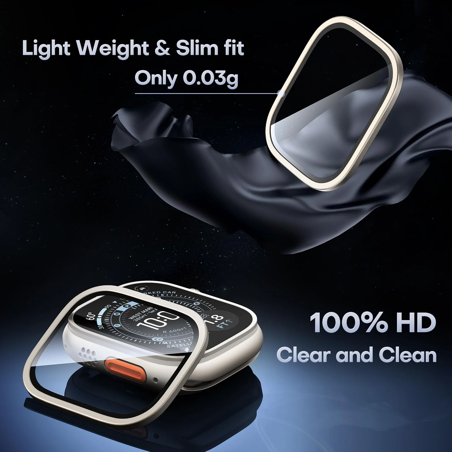 Zestaw 2 do Apple Watch Ultra 2 / Ultra ochraniacz ekranu 49 mm 9H szkło hartowane ramka ze stopu tytanu