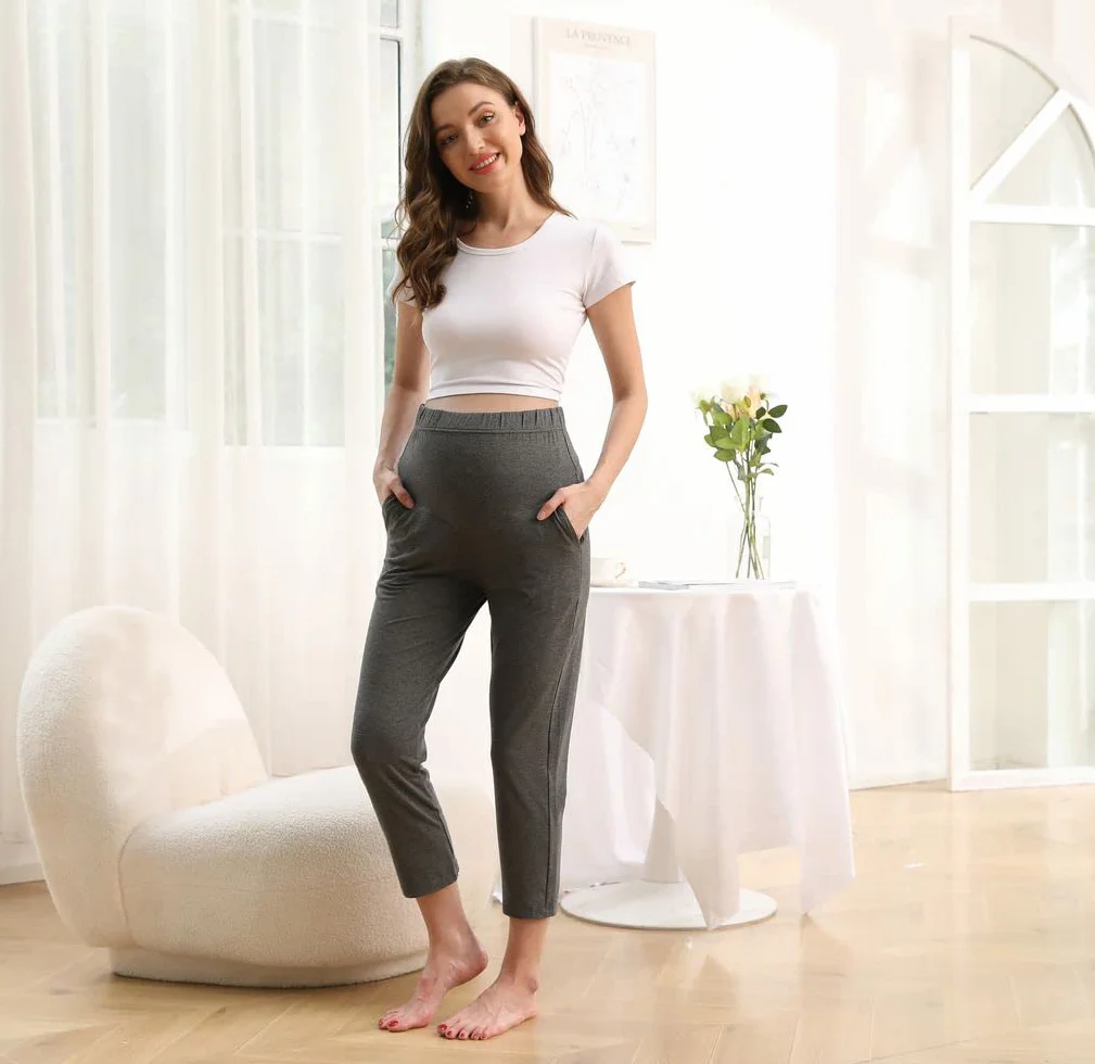 COLOMI Casual spodnie ciążowe, damskie legginsy ciążowe, wygodne spodnie dresowe