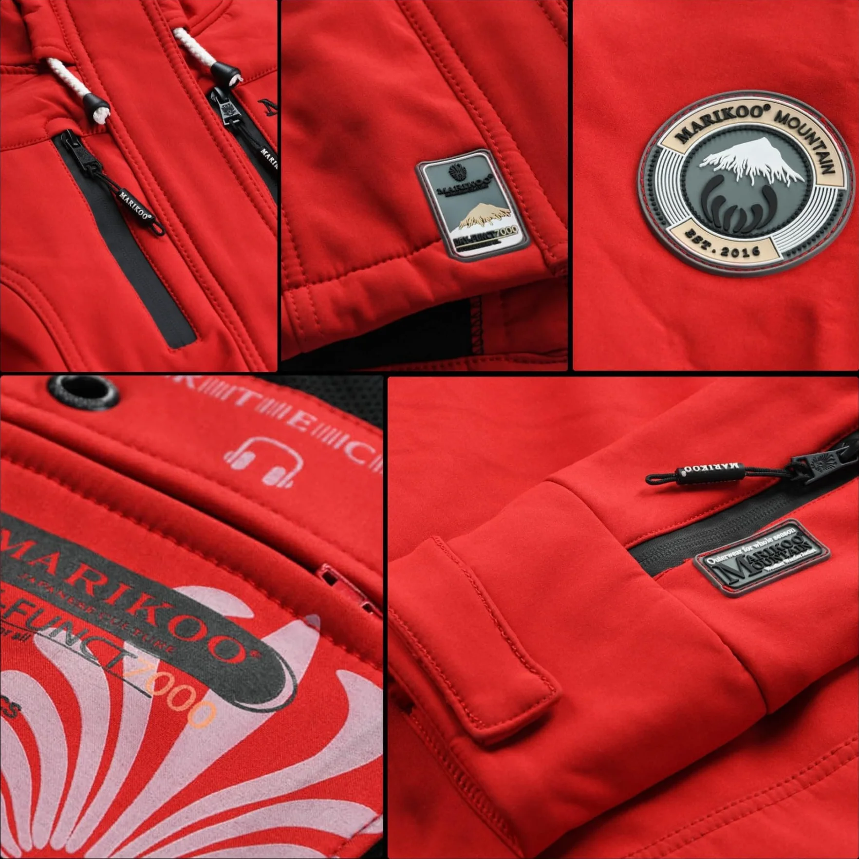 MARIKOO damska kurtka zimowa Softshell B614 wodoodporny
