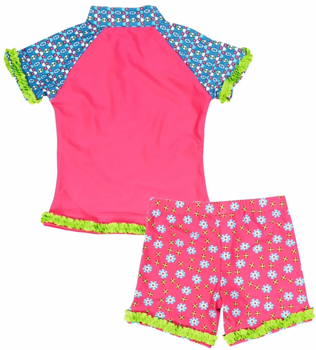 Playshoes Dwuczęściowy zestaw kąpielowy dla dzieci, ochrona przed promieniowaniem UV, strój kąpielowy, kwiaty, 110-116