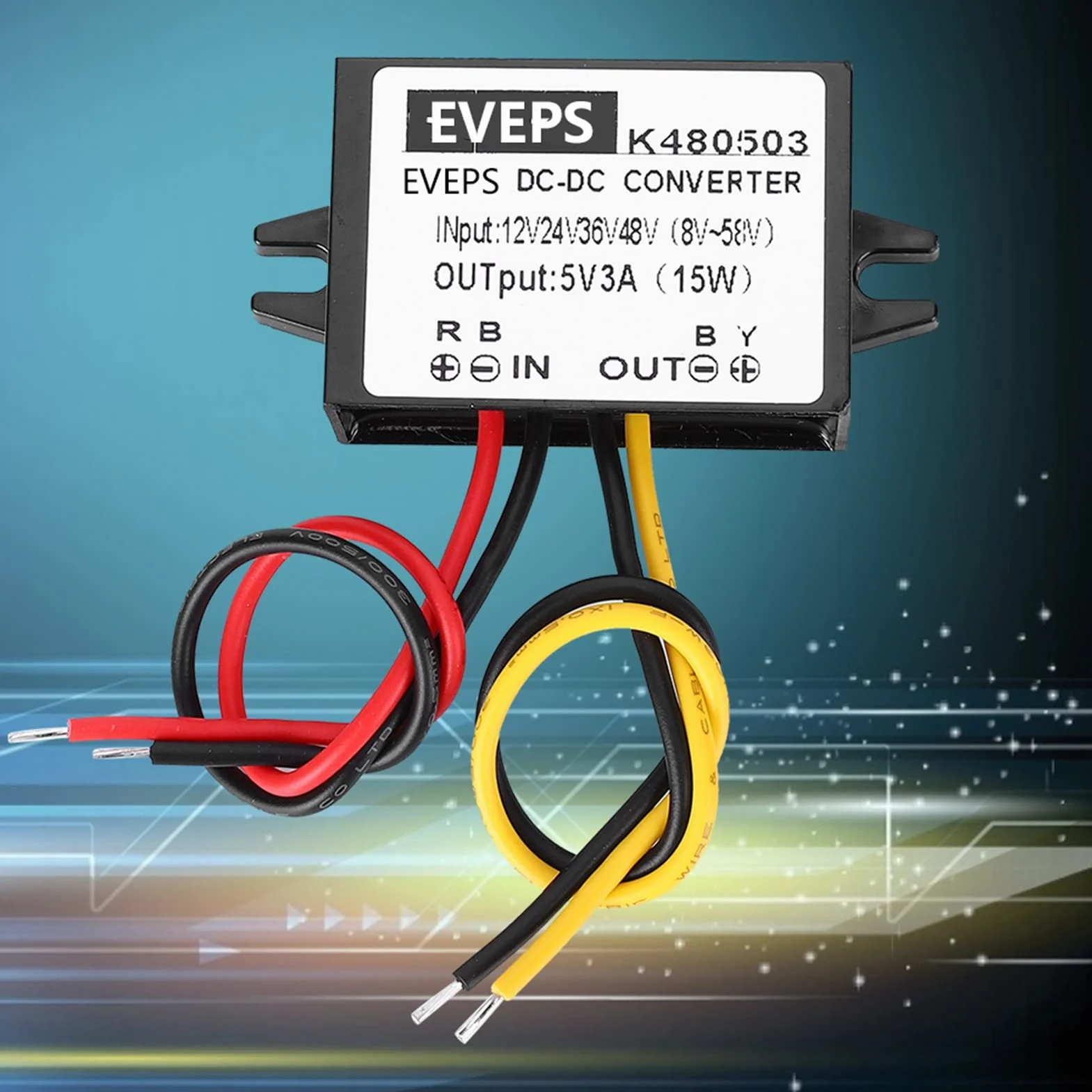 Przetwornica Napięcia Akozon DC-DC 12V/24V/36V/48V do 5V 3A Przetwornica Obniżająca Napięcie Moduł Zasilacza Obniżającego Napięcie do Ekranów LED, Kamer, Pomp Wodnych, Silników i