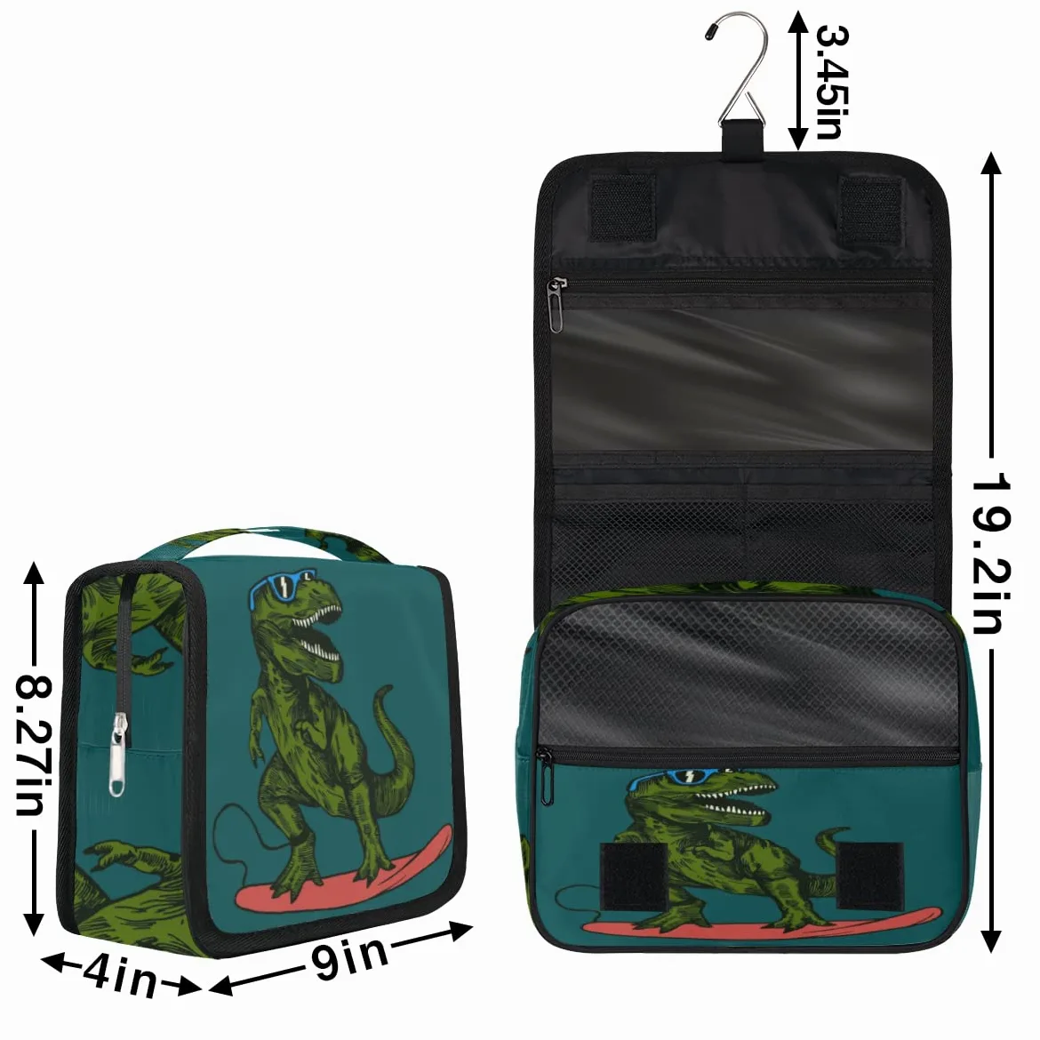Dinozaury Podróżna Kosmetyczka Śliczne Zwierzę Mycie Torba Unisex Wiszące przybory toaletowe Kosmetyczka Organizer do makijażu, wielobarwny, Jeden rozmiar