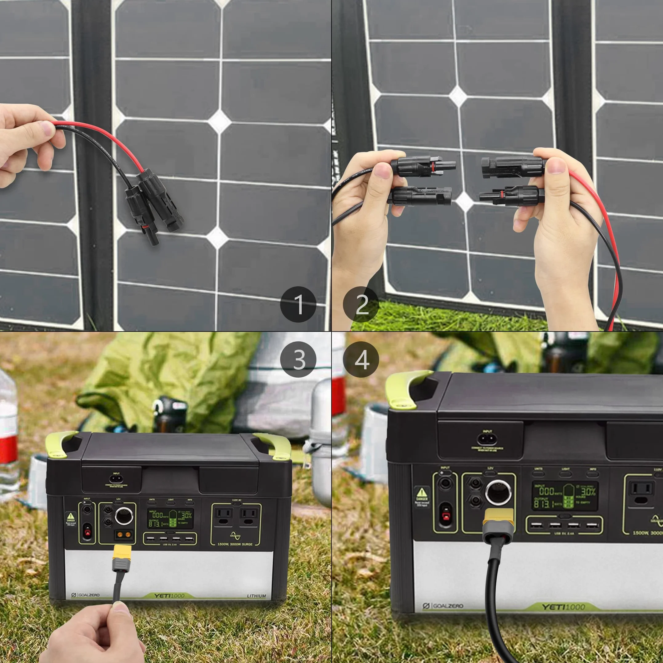 YACSEJAO Kabel solarny na XT60 wtyczka solarna, adapter do ładowarki XT60H, przedłużacz 16 AWG, do przenośnej stacji zasilania do kamperów, akumulator Lipo, 1,8 m