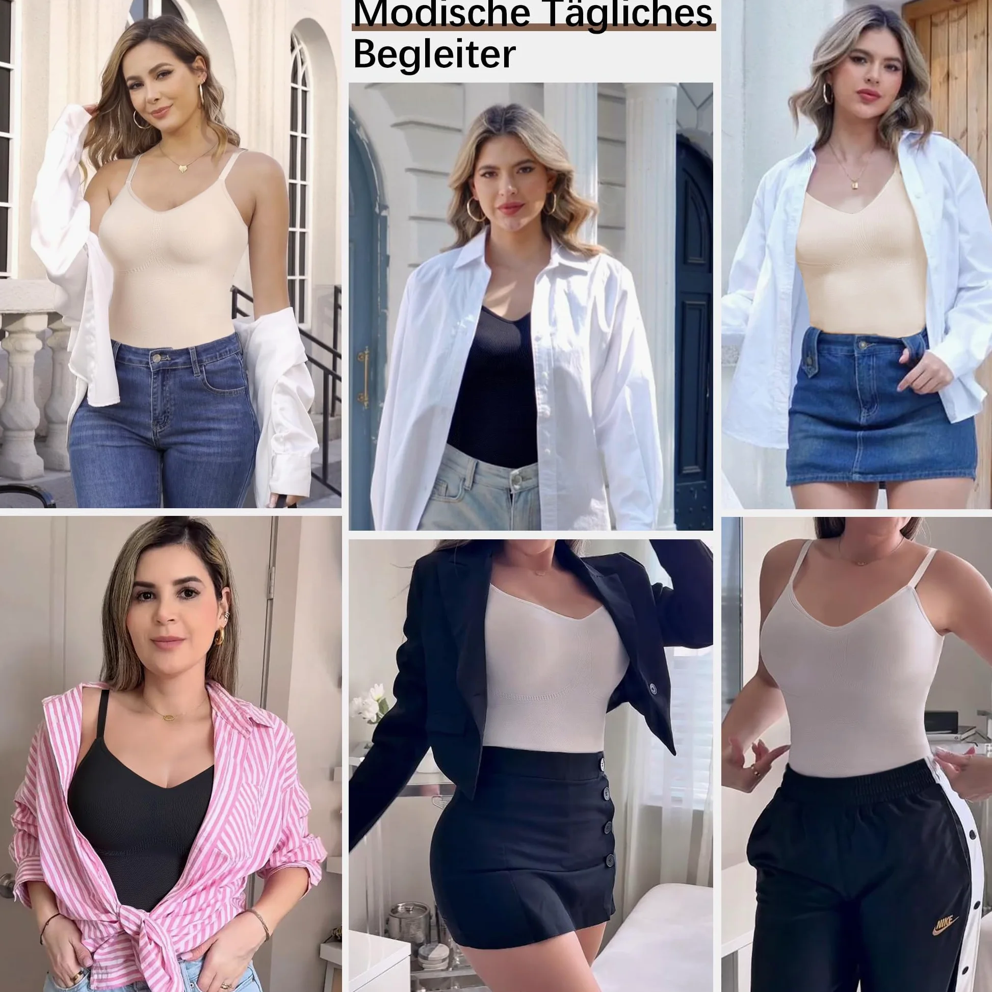 ONEW Shapewear podkoszulek damski, wyszczuplający brzuch, podkoszulek modelujący podkoszulek z ramiączkami spaghetti