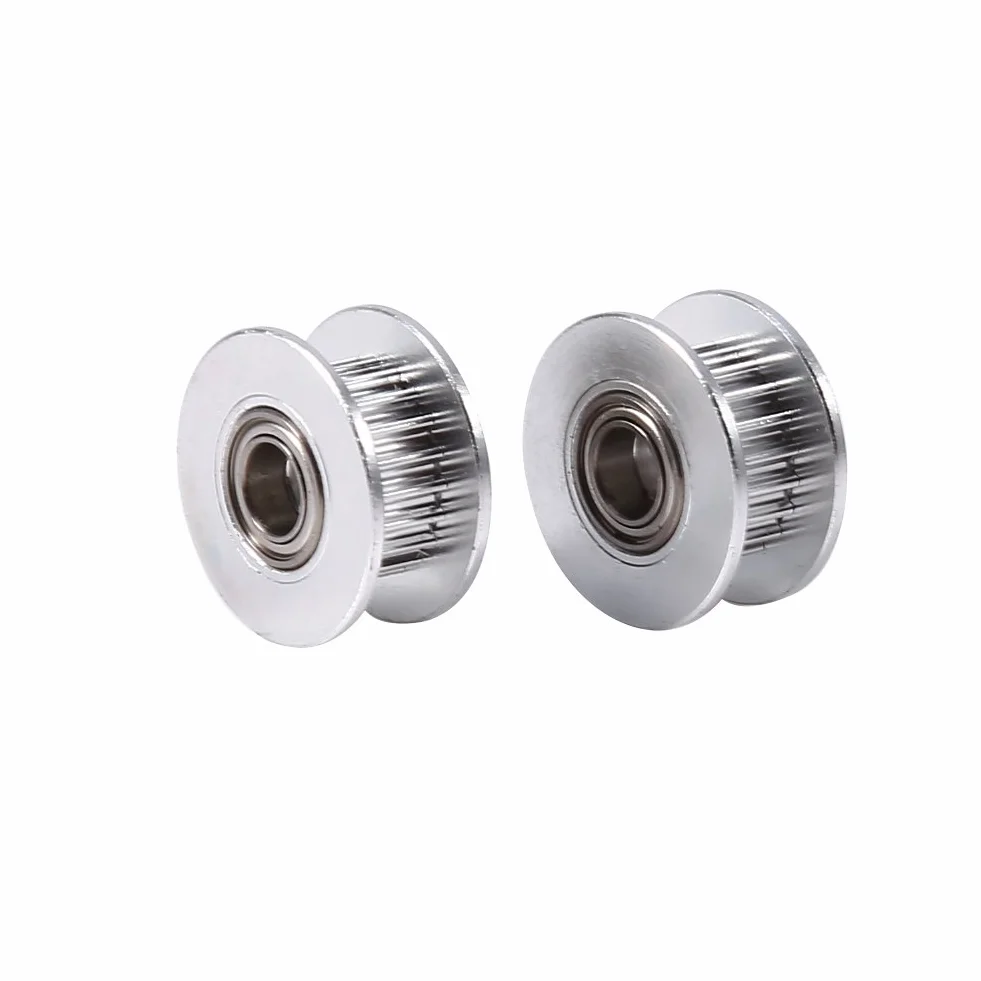2Pcs Aluminum 5Mm Inner Diameter, 6Mm Idler Pulley Pulley Timing Belt Drive Idler Pulley With Bearing For 3D Printer