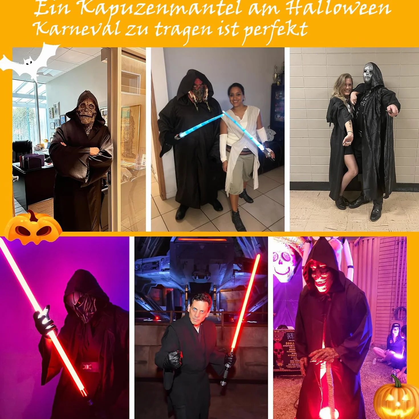 Peleryna z kapturem, czarna, kostium na karnawał, Halloween, kostium Jedi, męska peleryna z kapturem, szata dla dorosłych, wampira, czarodziejska, Cosplay, strój na imprezę