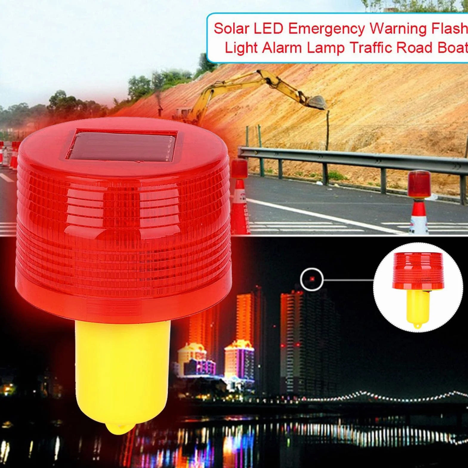 Solarna lampa ostrzegawcza LED, 1 szt. 300A plastikowa super jasna słoneczna dioda stroboskopowa ostrzegawcza lampa błyskowa lampa alarmowa do tralek drogowych łódź drogowa czerwone światło