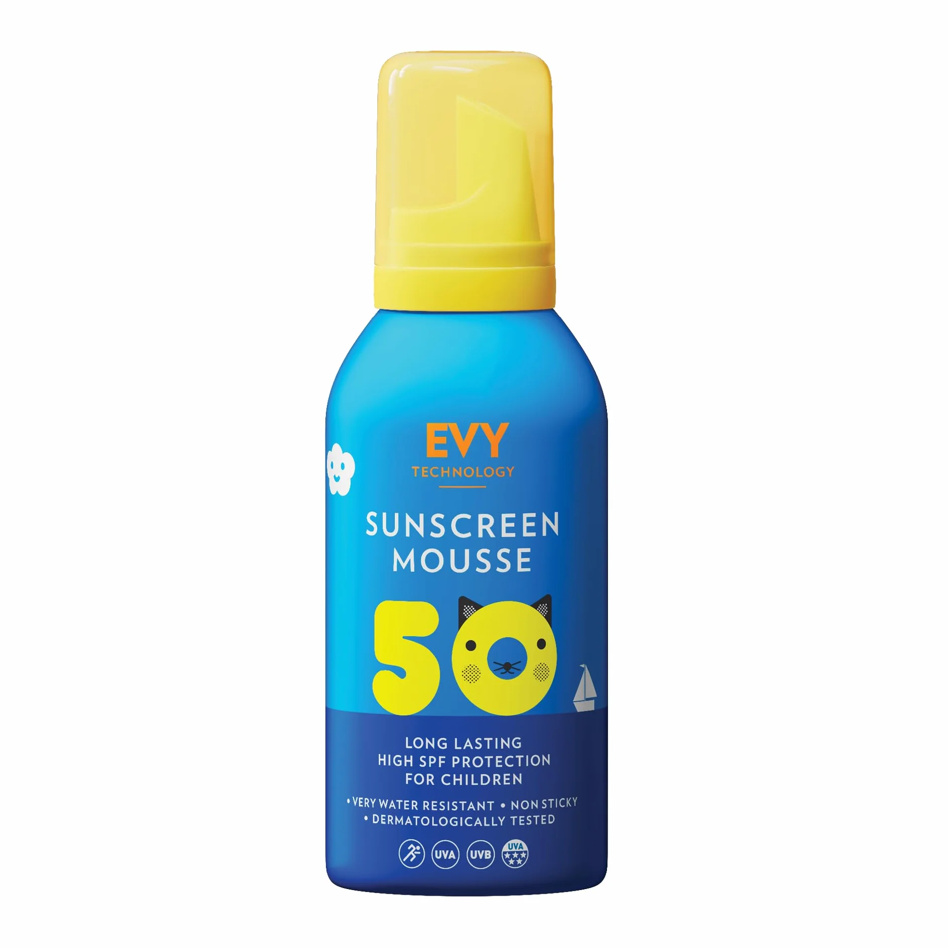 EVY Mousse do opalania dla niemowląt i dzieci z filtrem SPF50 - bez perfum - odporny na pot i wodę, przeznaczony dla dzieci od 6 miesiąca życia.