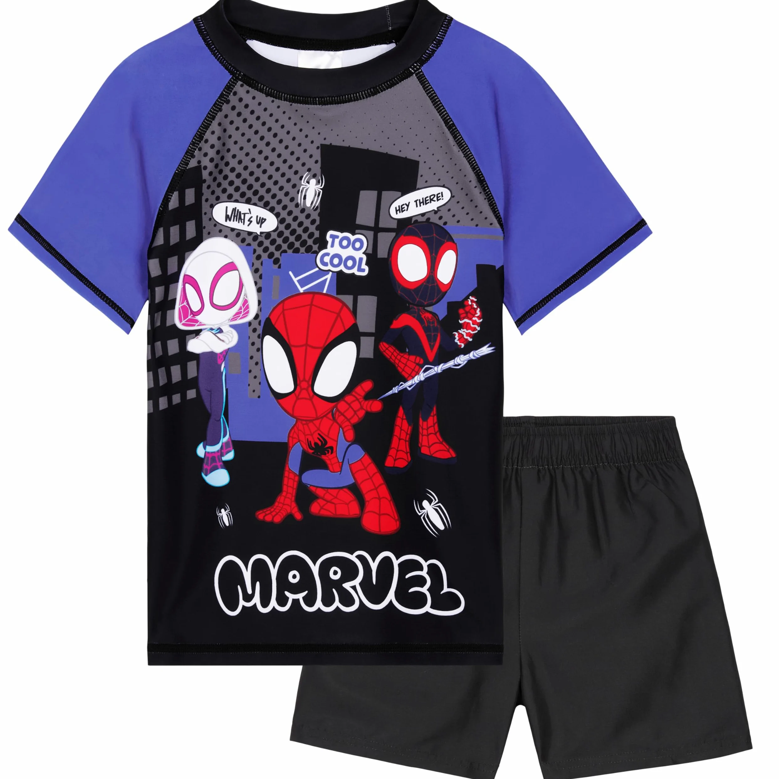 Marvel Spidey 2-częściowy zestaw strojów kąpielowych dla chłopców, ochrona przed promieniowaniem UV i szorty kąpielowe dla dzieci, basen, plaża, wakacje, prezent dla chłopca