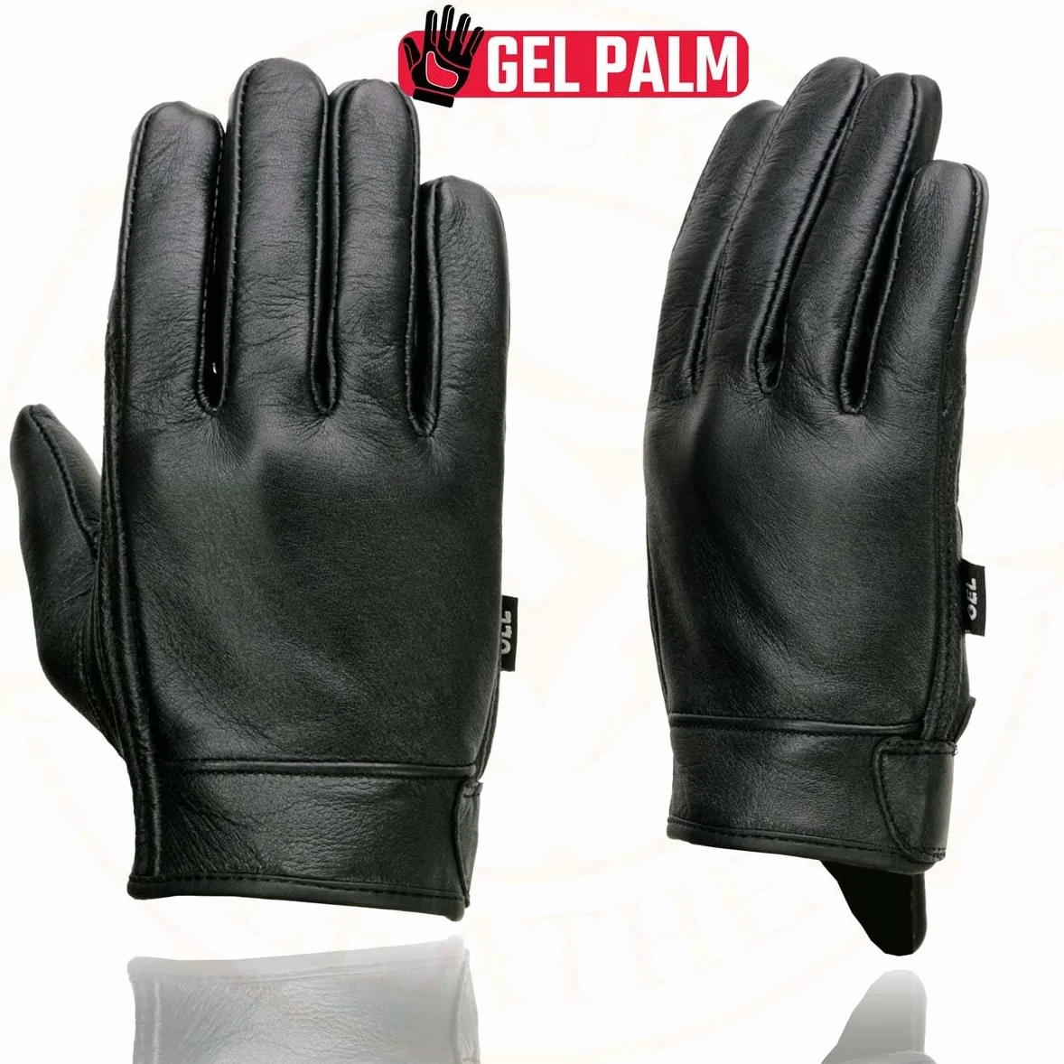 Milwaukee Leather MG7510 skórzane rękawiczki dla mężczyzn, z żelową powierzchnią, czarne