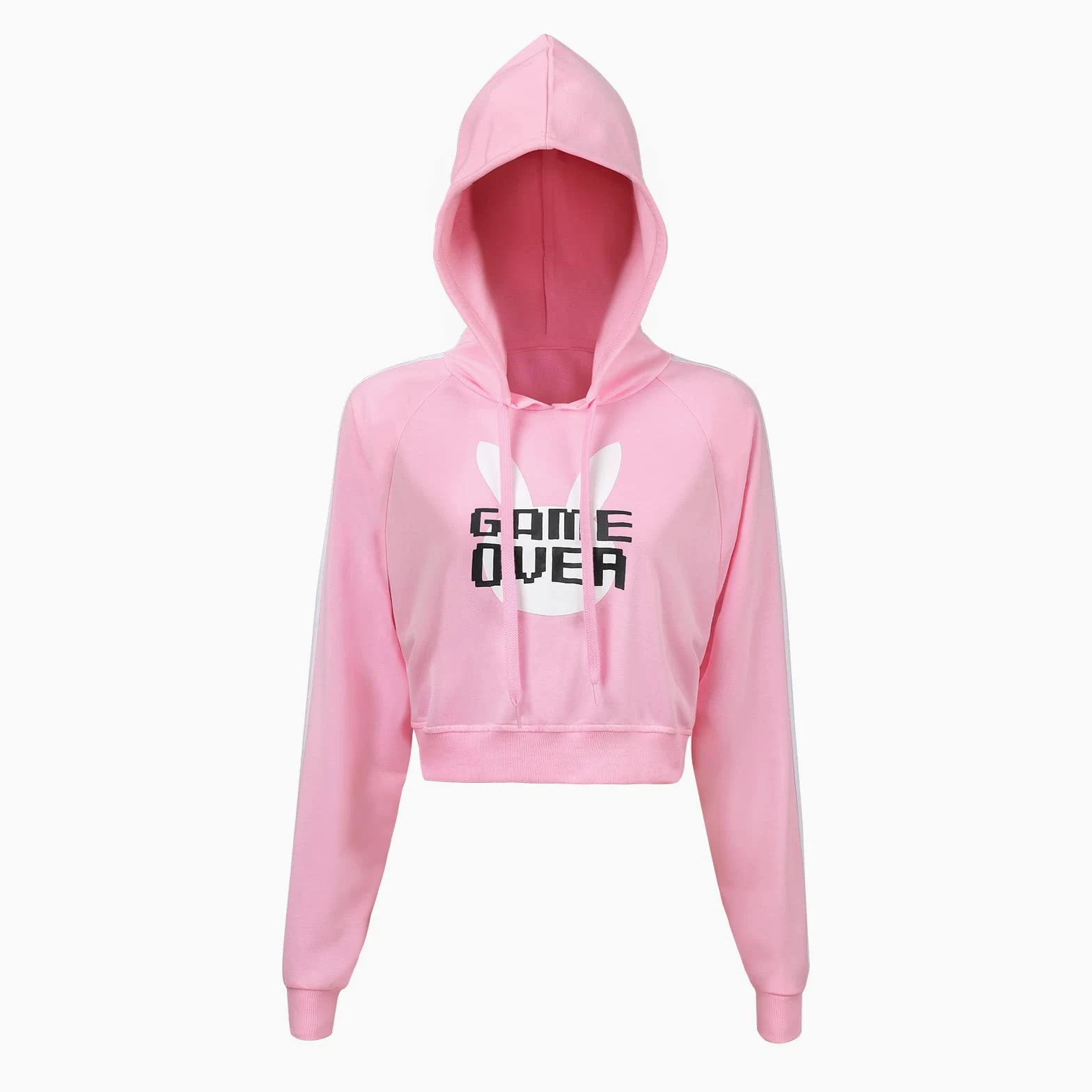 LittleForBig Damska Bunnywatch Cosplay Gaming Swobodna Regularny Fit Długi Rękaw Sznurek Cropped Kapturem Niebieski