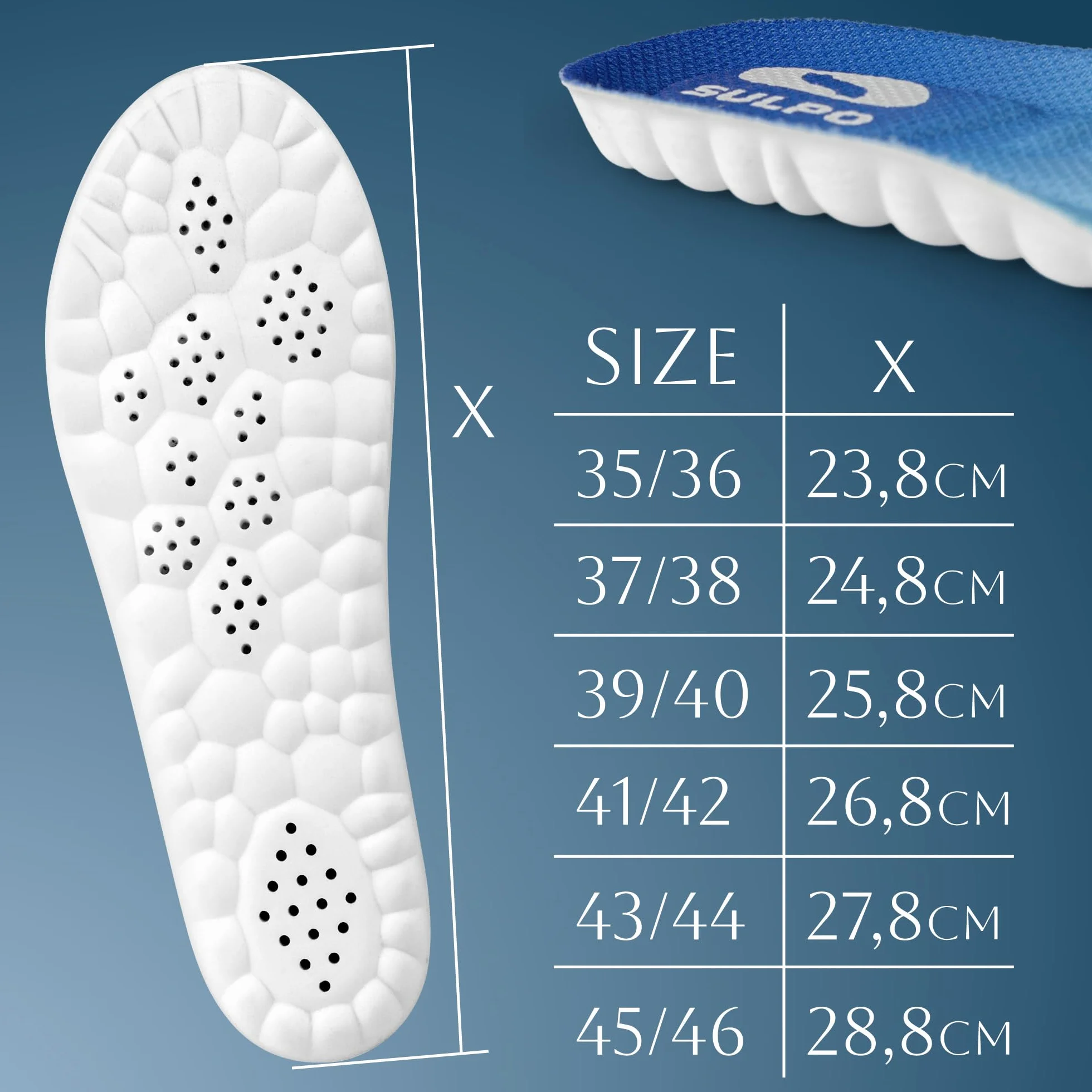 SULPO Cloud 2.0 Komfortowe wkładki do butów - Supermiękkie wkładki z pianki idealne do sportu - Ultralight Insoles - Amortyzujące wstrząsy - Oddychające - 37-38 EU / 1 para