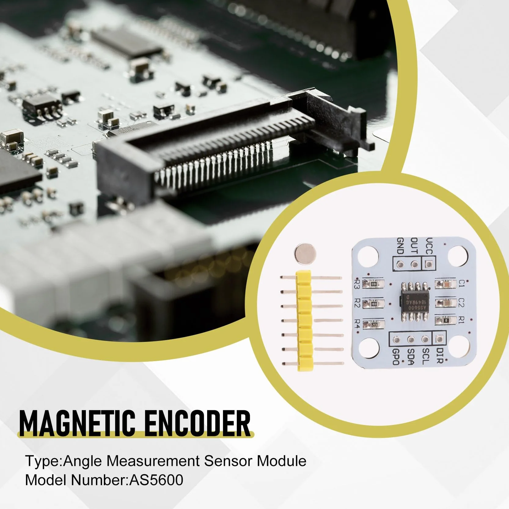 5 . AS5600 Magnetic Encoder Indukction Angle Measurement Sensor Module 12Bit High Precision