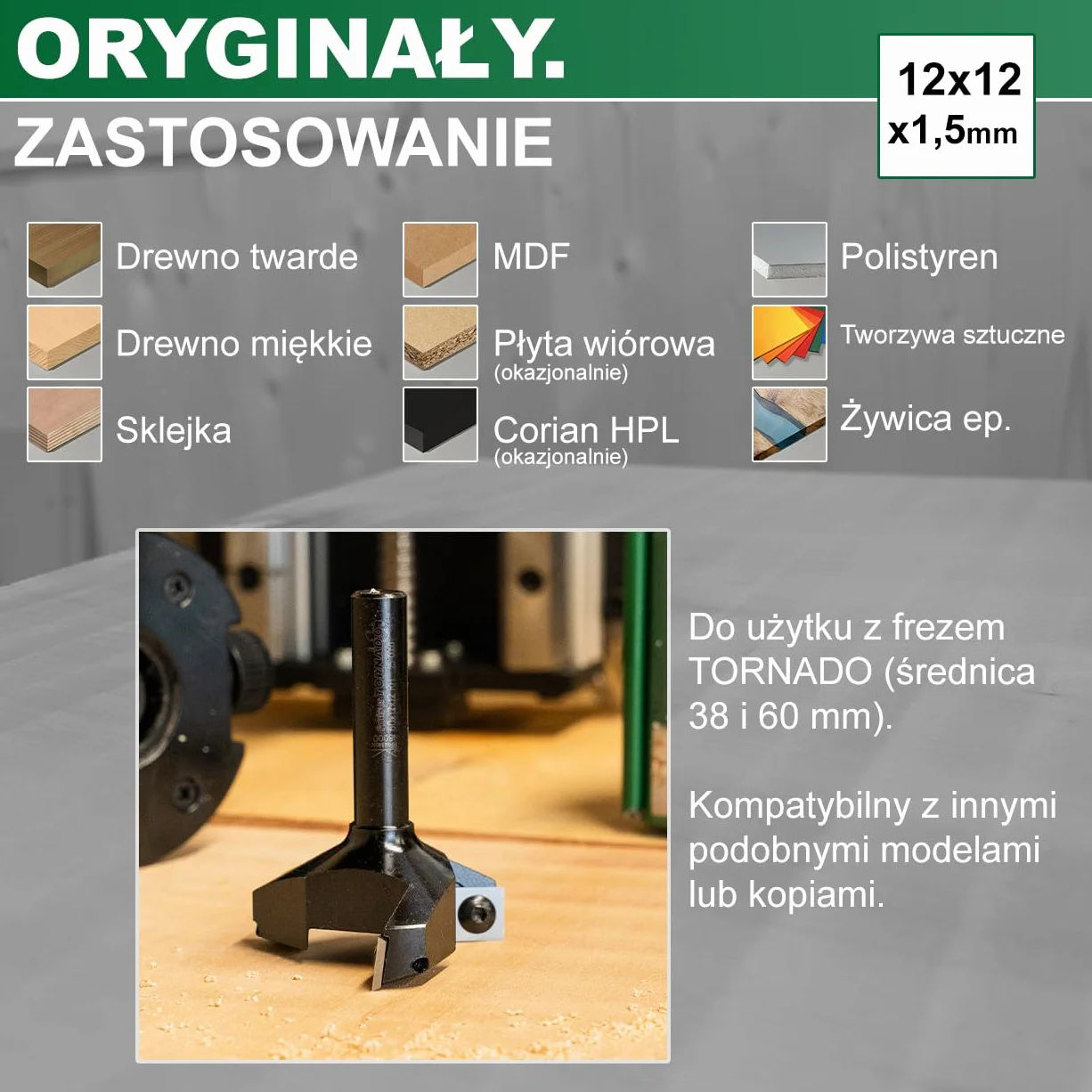 Fraiser Płytki obrotowe z twardego metalu (HM/Widia) do frezarki czołowej Tornado – 10 sztuk (12 x 12 mm)