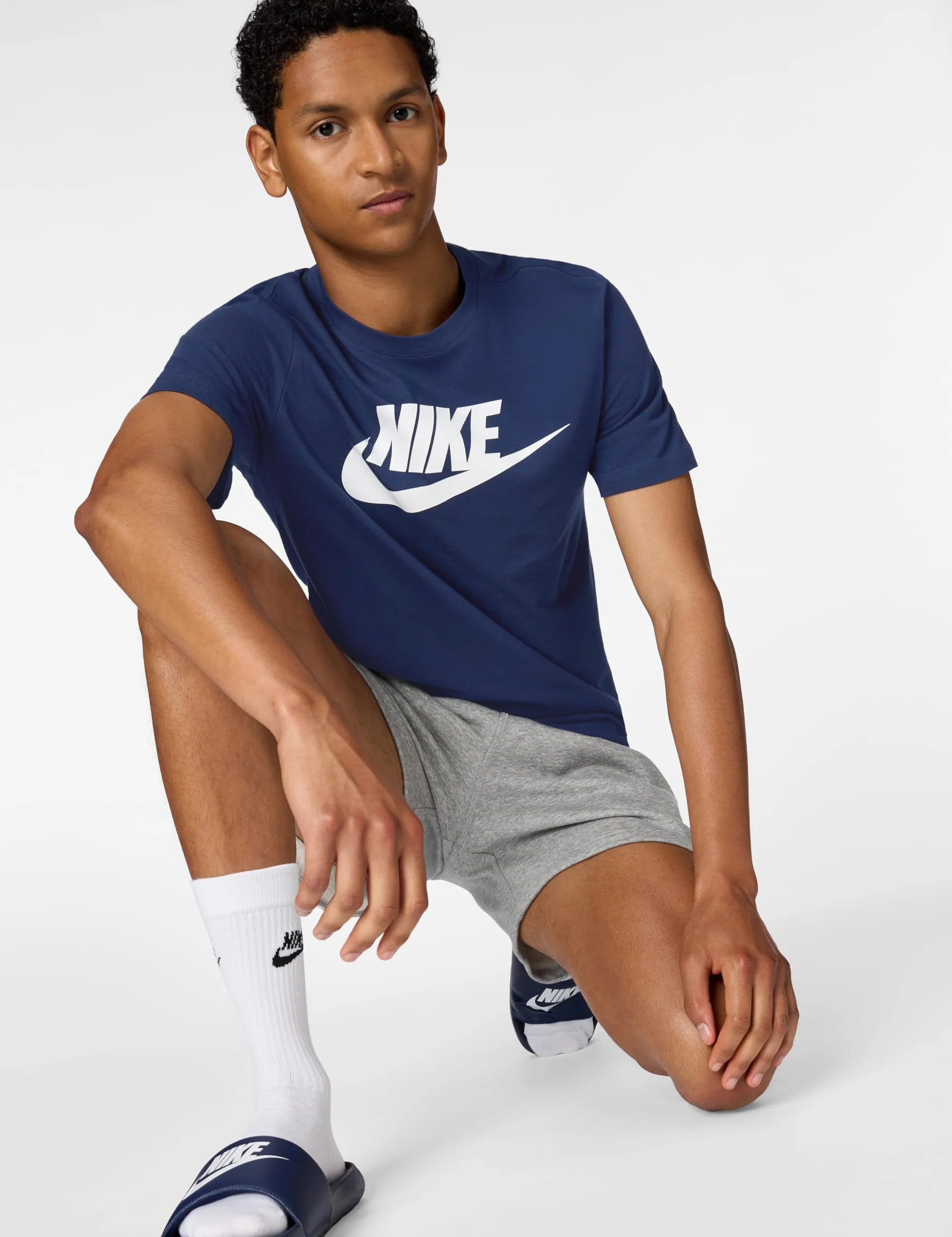 NIKE Męska koszulka M Nsw Icon Futura, Midnight granatowy/biały, XXL