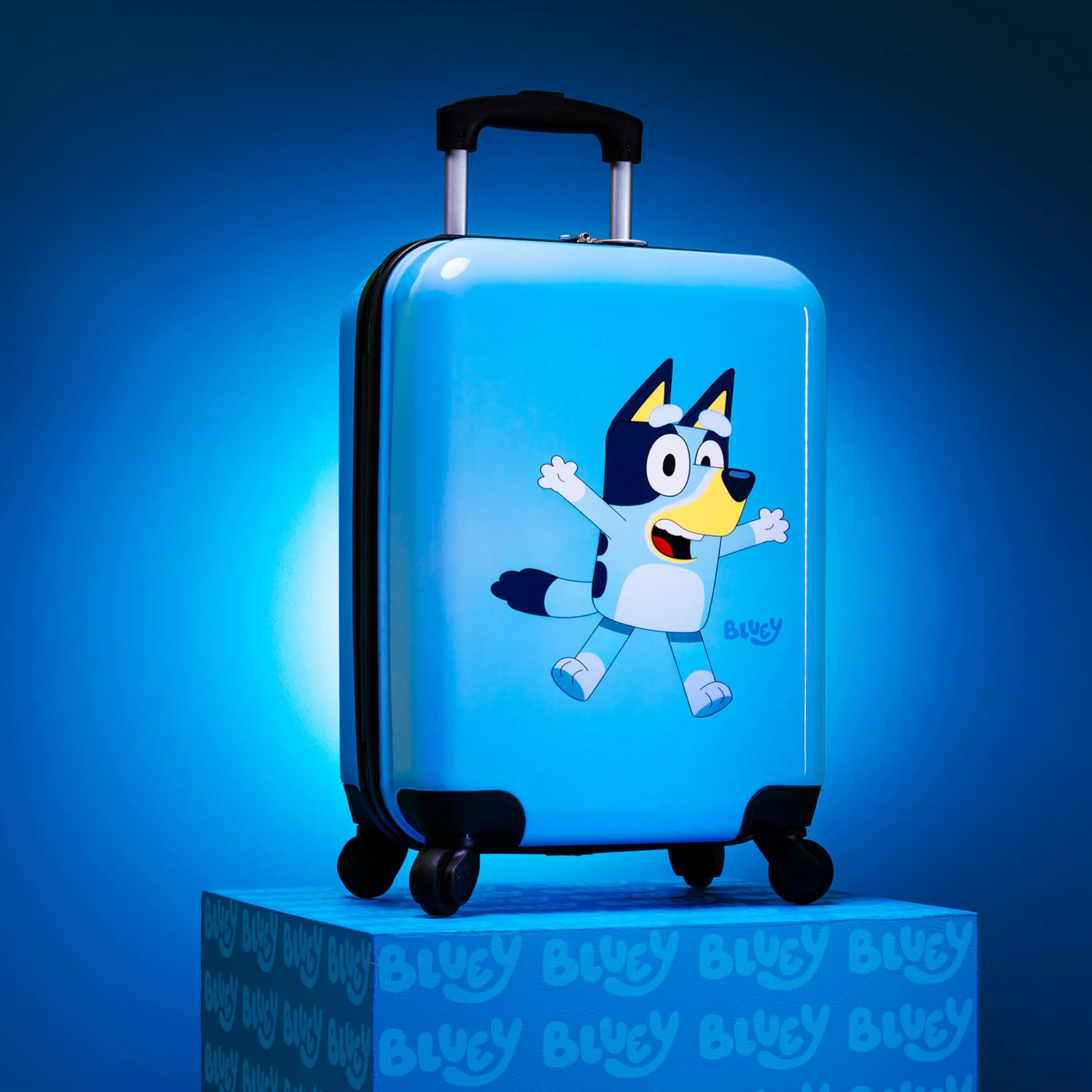 Bluey walizka dla dzieci i niemowląt z twardą otoczką, bagaż podróżny z uchwytem, 4 kółka, 49 cm x 33 cm x 22 cm, 30L, niezbędnik podróżny na wakacje