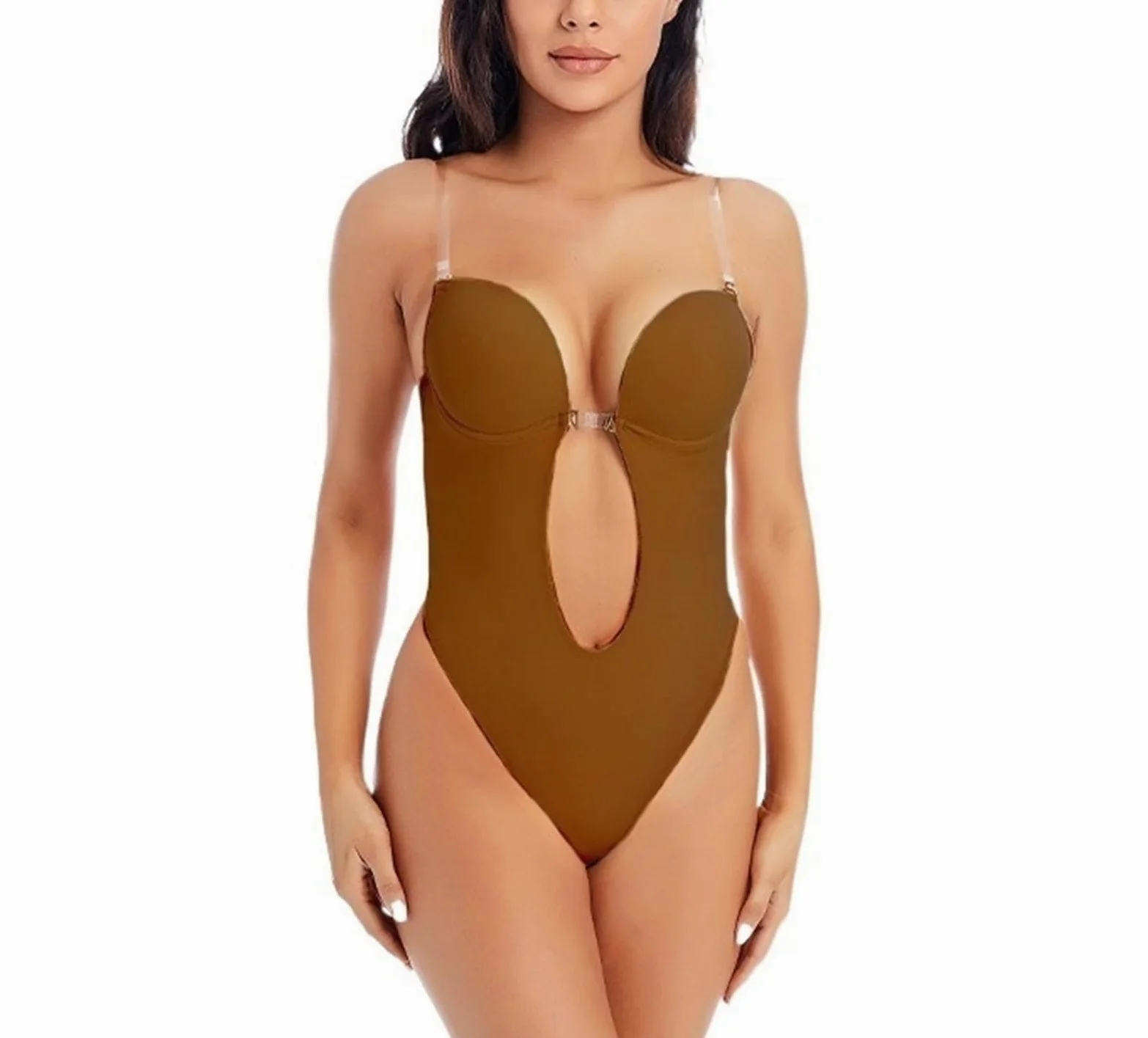 LYGBAOFUL Damskie bielizna modelująca body wyszczuplają brzuch Invishaper U Plunge Backless Body stringi body gorset talii Corse