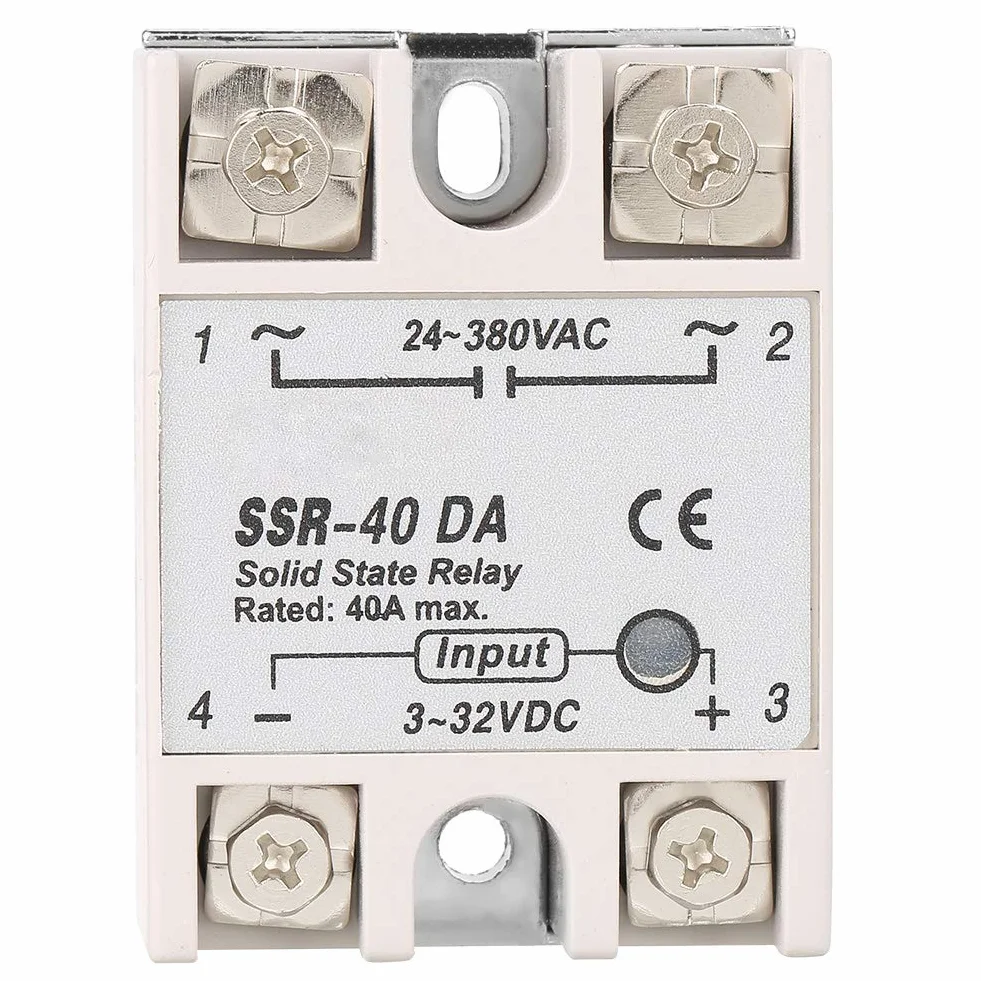 Halbleiterrelais SSR-40DA 40A Einphasen-Halbleiterrelais Eingang 3-32V DC Ausgang 24-380V AC
