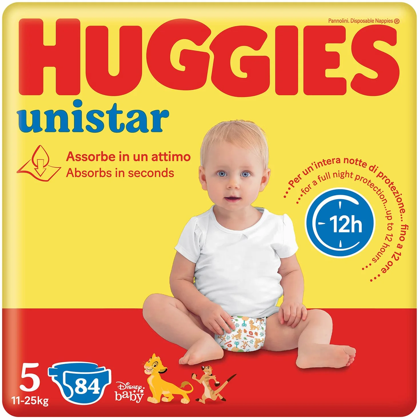 Huggies Unistar pieluchy rozmiar 5 (11-25 kg), design Disneya, ultra chłonny, pełna ochrona, 84 szt