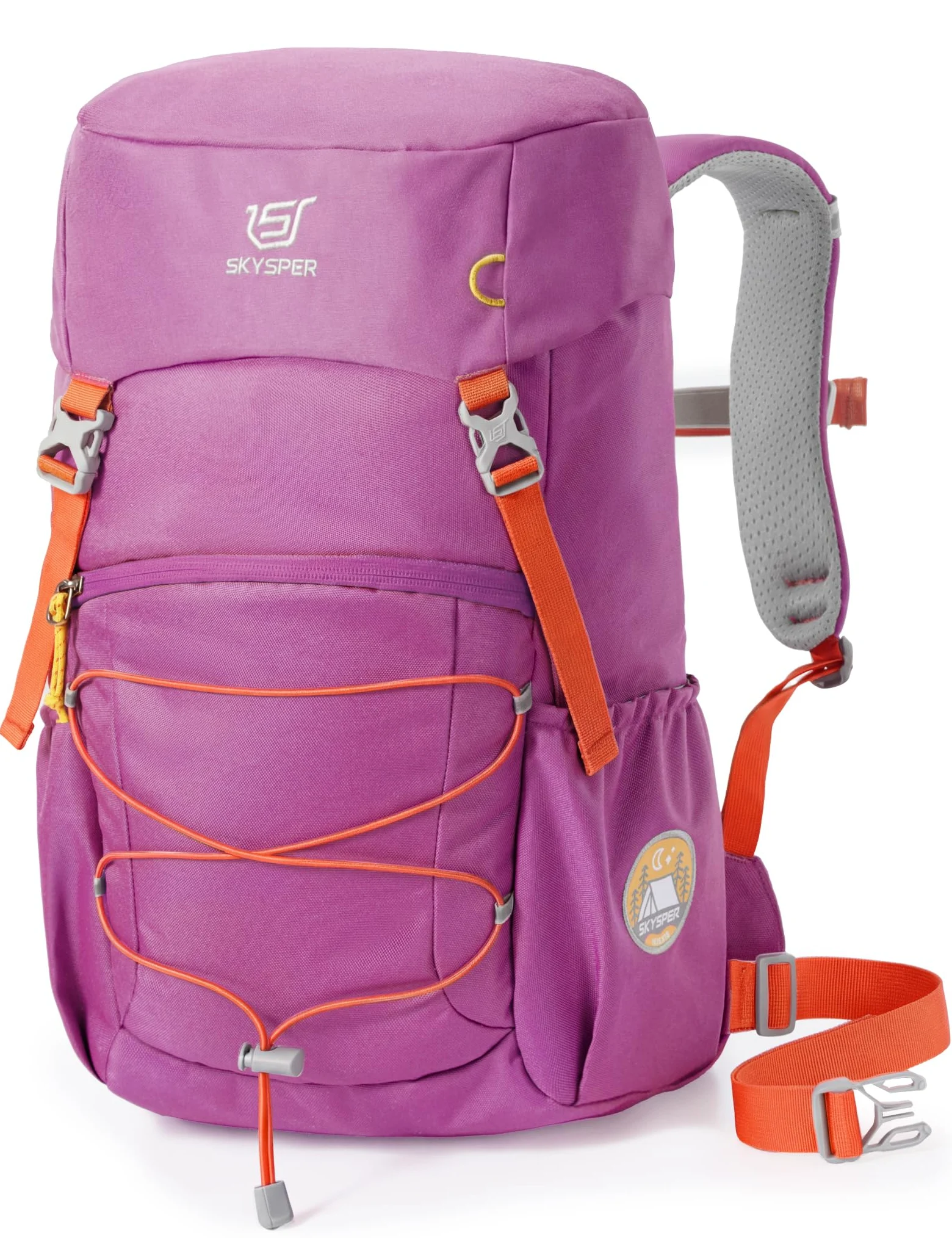 SKYSPER Plecak dziecięcy 18L, plecak z pokrowcem przeciwdeszczowym, Fioletowy, 18L, Casual | dla dzieci, dziewczynek, do podróży, aktywności na świeżym powietrzu, na kemping, wędrówki dla dzieci