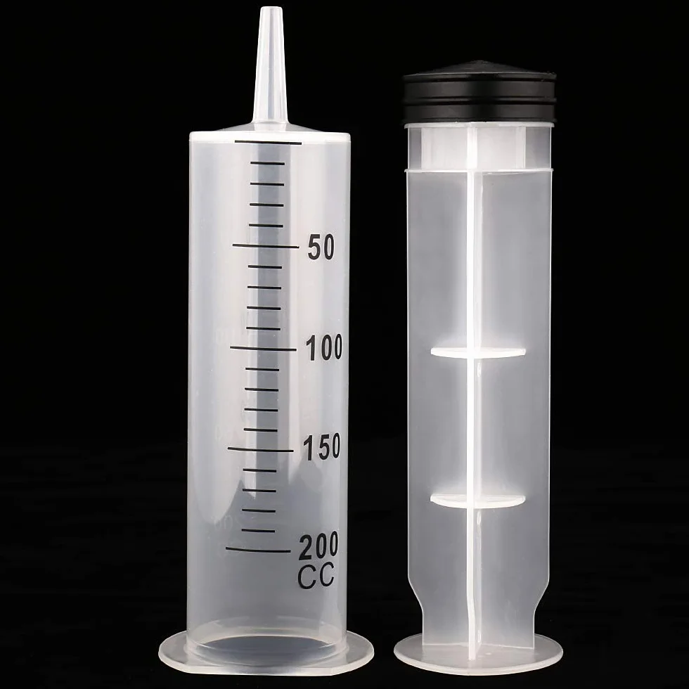 2 sztuki 200 ml plastikowa strzykawka i konwerter do zastosowań przemysłowych, naukowych