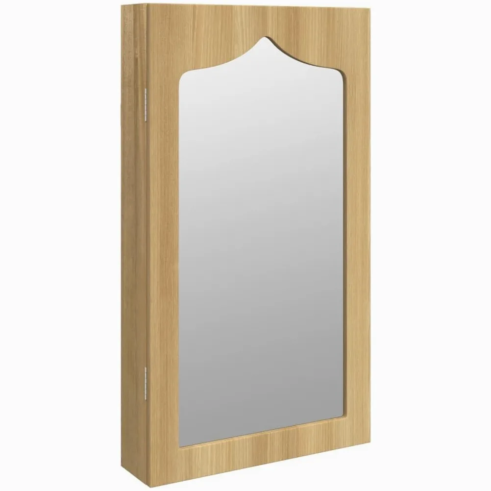 Szafka na biżuterię z lustrem montaż ścienny 37,5 x 10 x 67 cm, zamykana szafka z lustrem z 2 szufladami, hakami i półkami z materiału drewnopochodnego, w zestawie 2 klucze