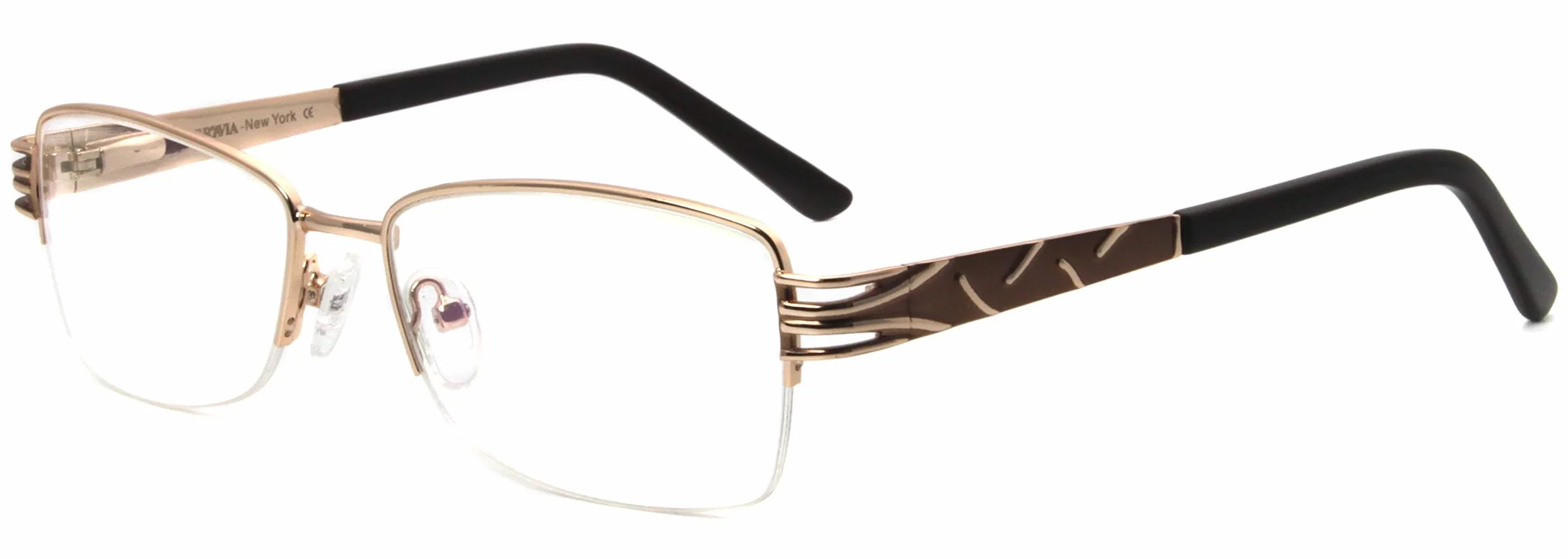 Metalowe unikalne damskie okulary retro eleganckie moderno popularne brązowe złoto okulary