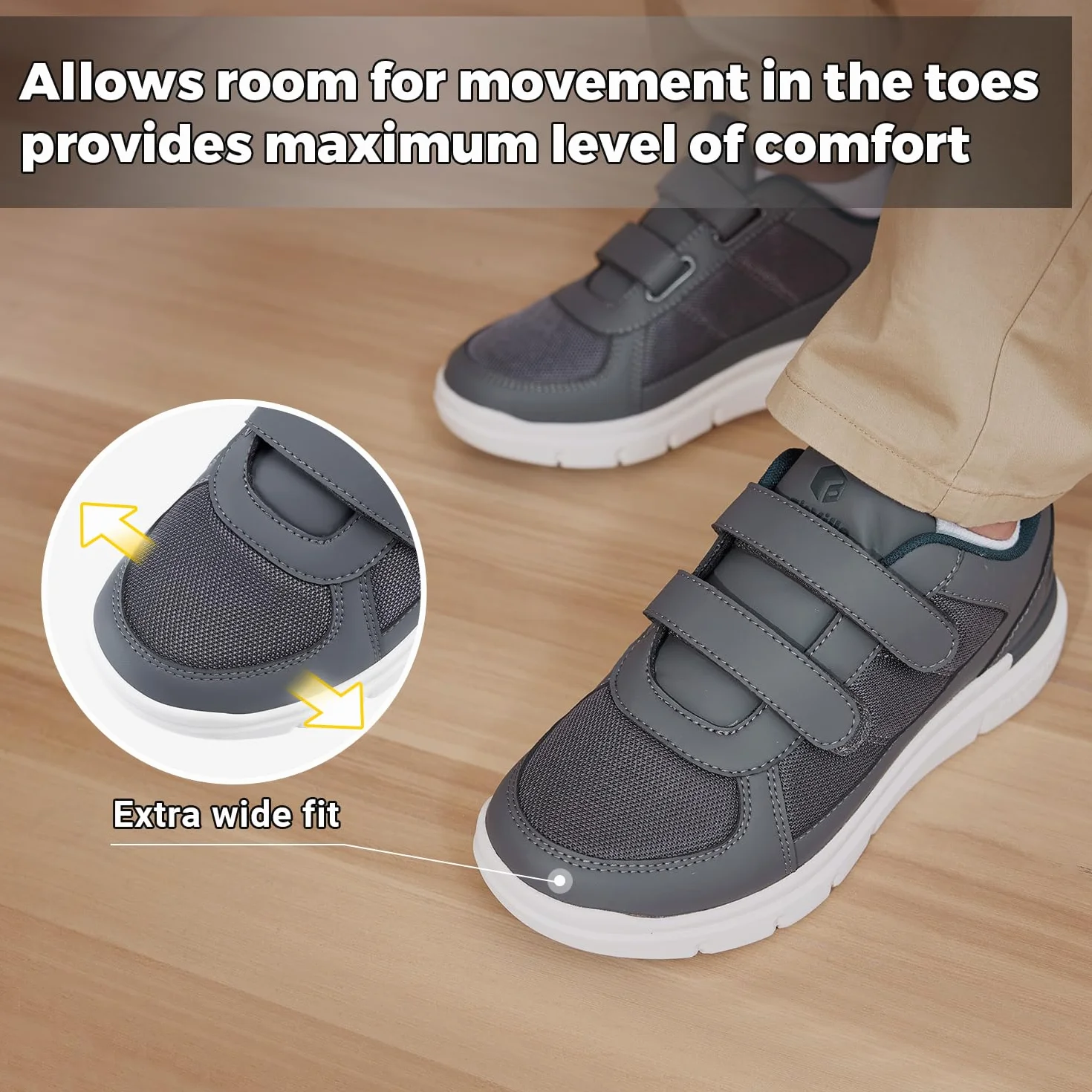 Fitville Męskie Easytop Duo Strap Diabetic Shoes V3 Extra Wide Ortopedyczne Buty Zdrowotne Dla Opuchniętych Stóp