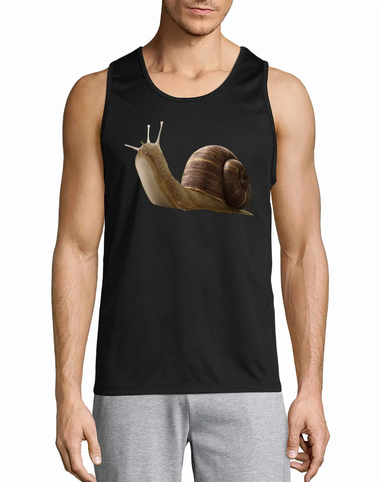 Snail męska bawełniana koszulka bez rękawów czarna, Czarny, L