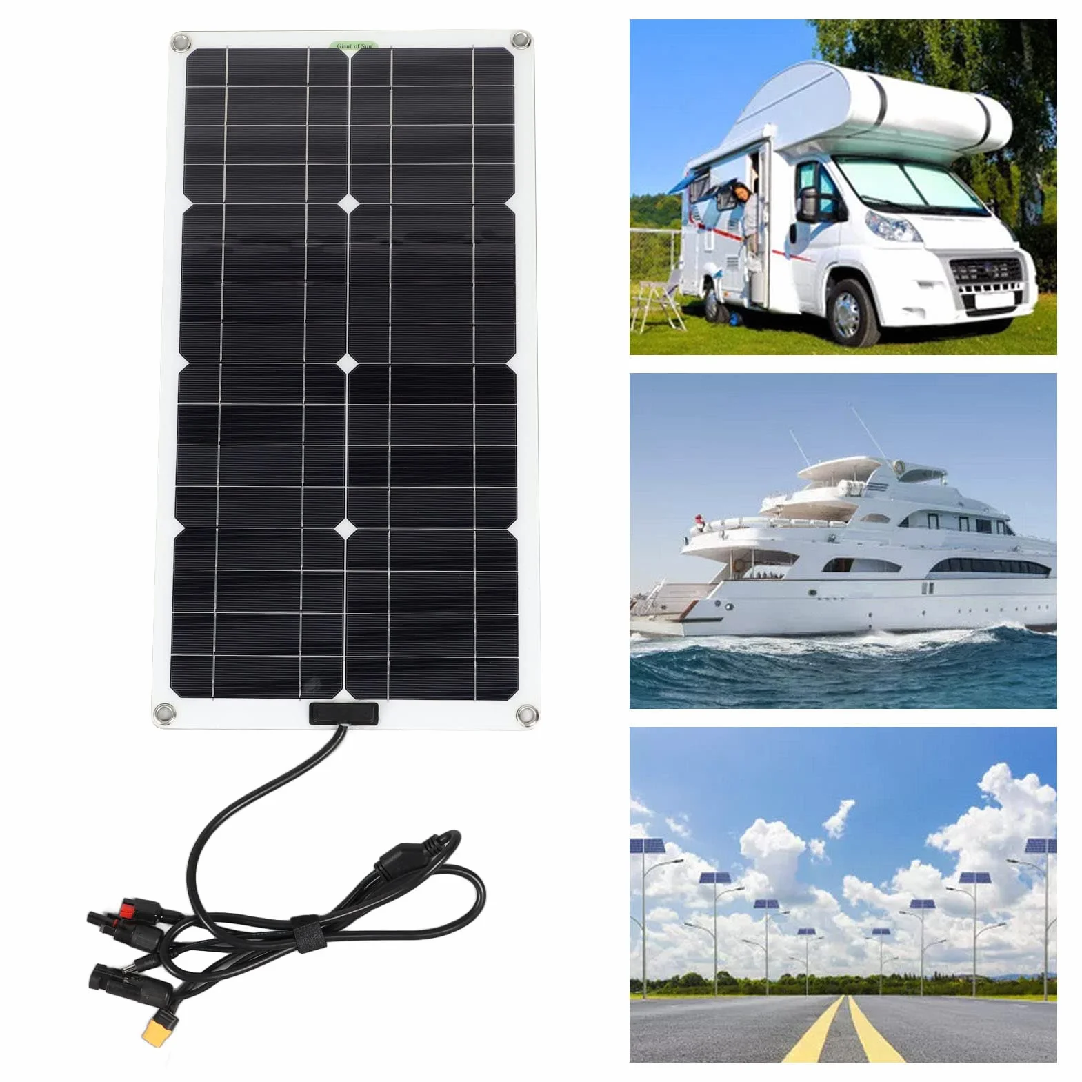 100W Monokrystaliczny Krzemowy Panel Słoneczny, Panel Słoneczny z Wielofunkcyjnym Interfejsem Domowe Zasilanie Awaryjne Zestaw Falownika Słonecznego do Biwakowania na Zewnątrz
