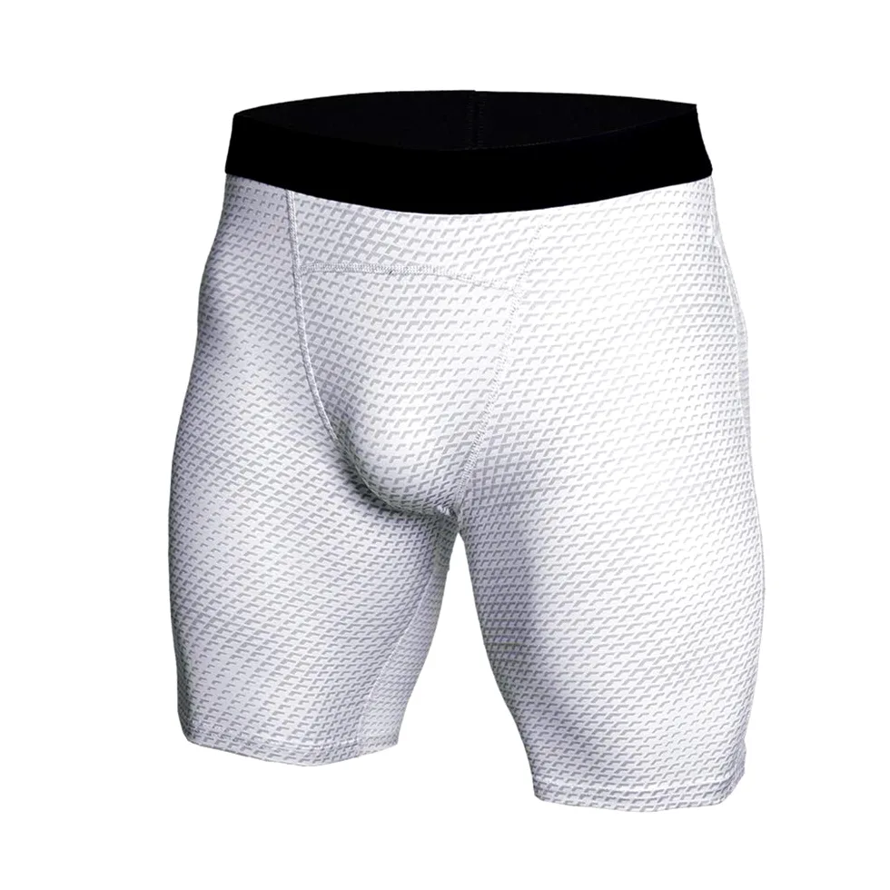 BaronHong 3D Snake Skin męskie spodenki kompresyjne Quick Dry Enge do biegania, treningu, studia fitness (białe, 2XL)