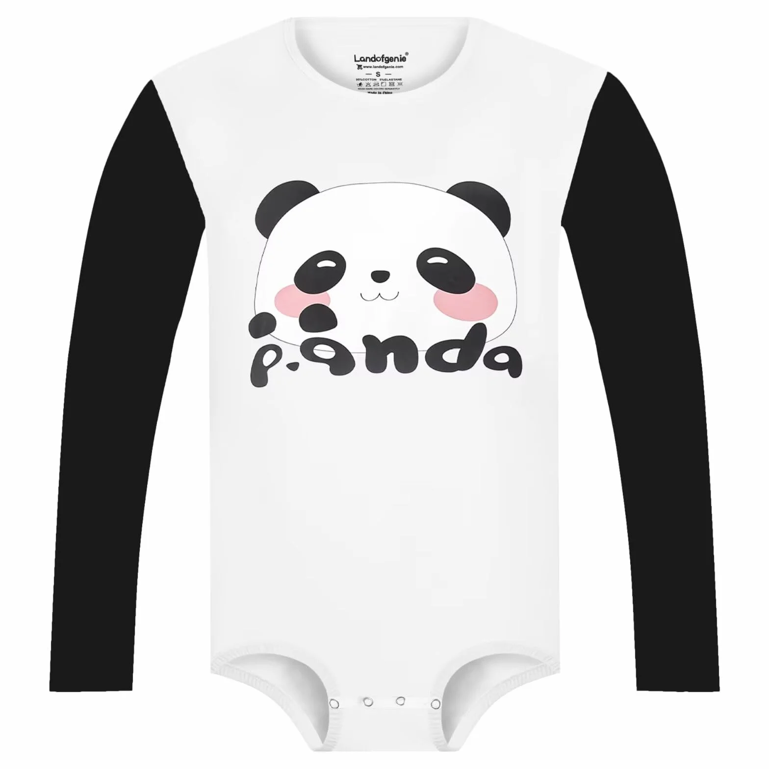 Landofgenie Męska Piżama Romper z Długim Rękawem Onesie Body Jednoczęściowy Kombinezon z Nadrukiem Pandy