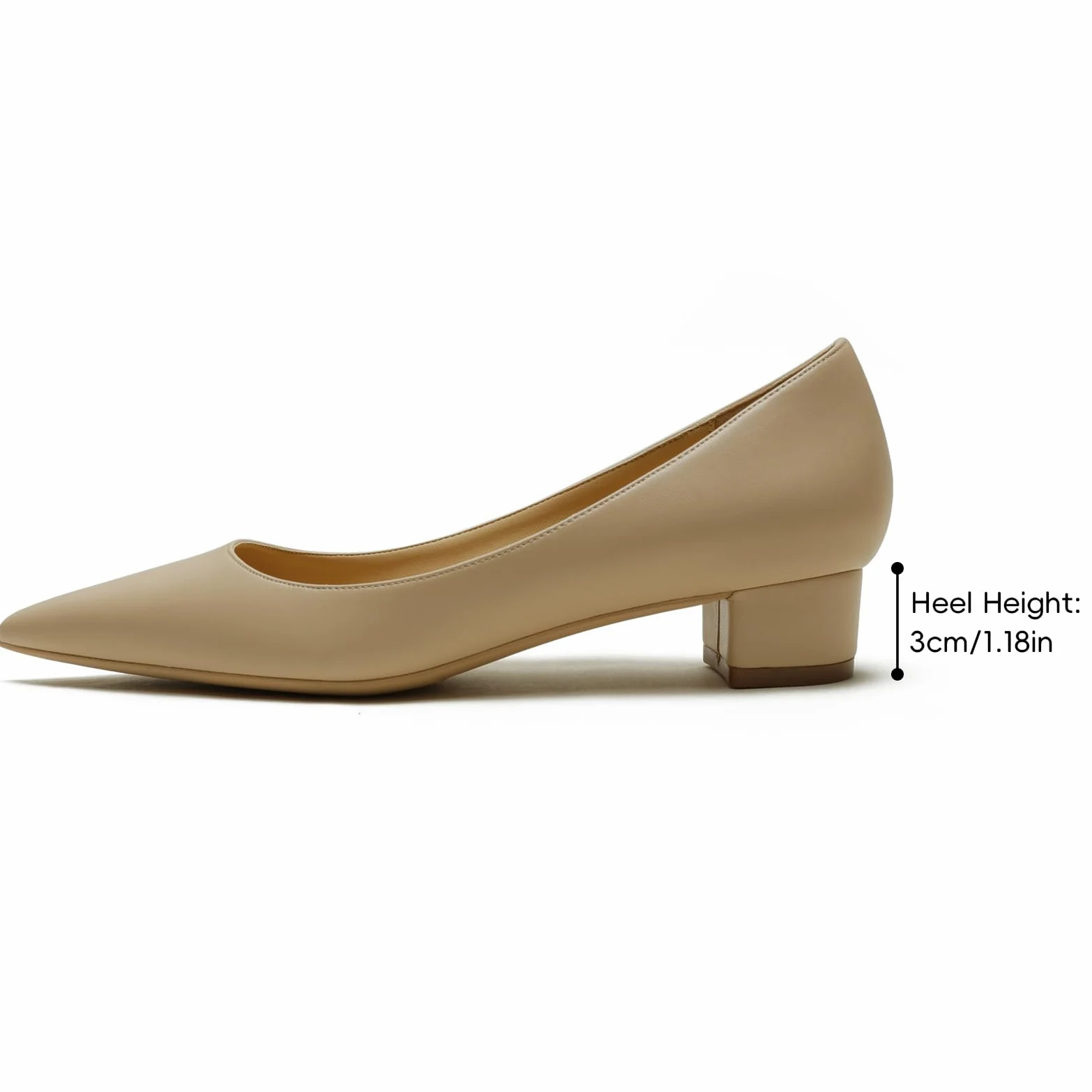 Damskie szpiczasty nosek blokowy obcas czółenka wsuwane niski obcas blokowy minimalistyczny design biuro dojazdy do pracy biznes na co dzień codzienne zakupy