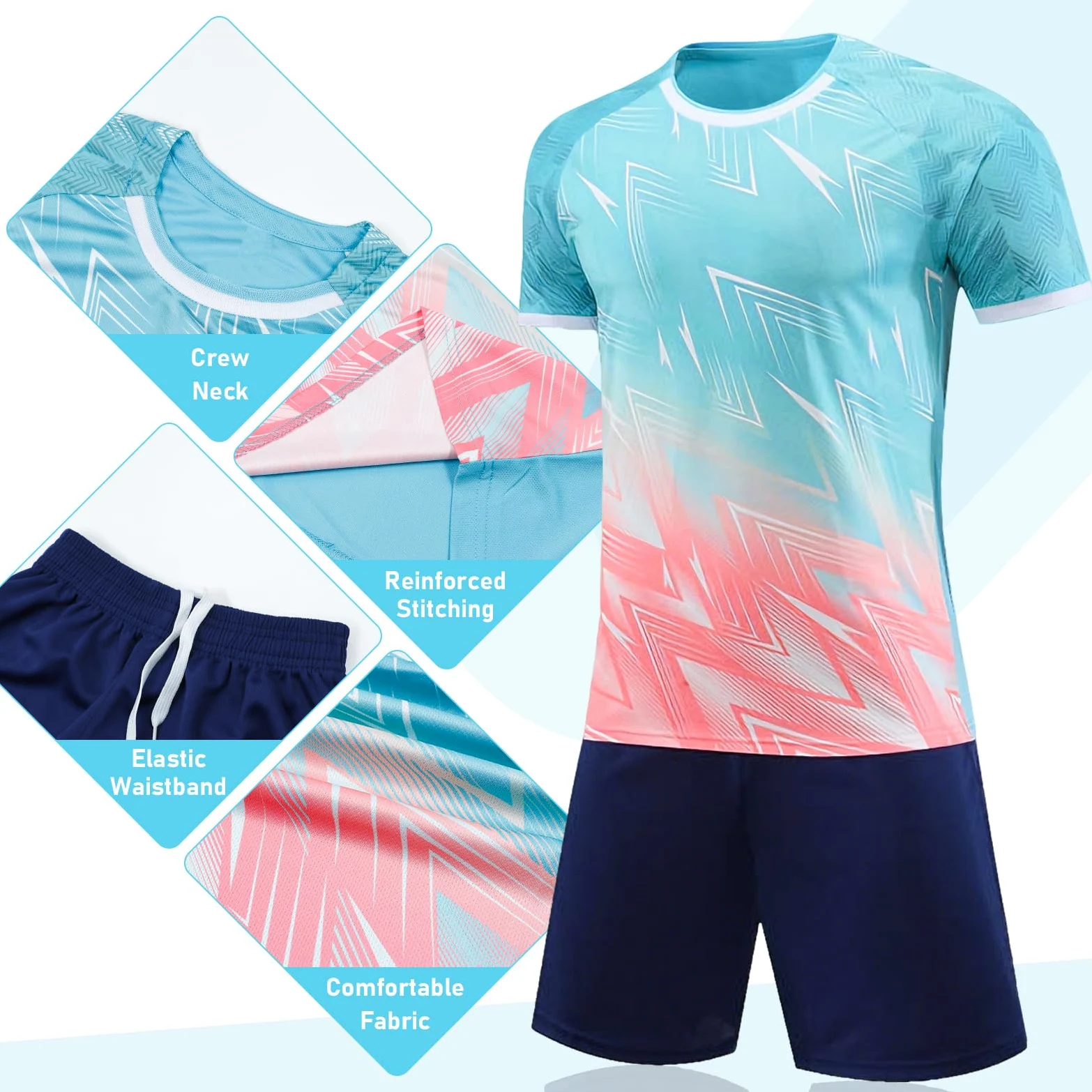 Zestaw piłkarski dla dzieci, chłopięcy, koszulka piłkarska, szybkoschnąca siateczka, oddychające szorty i T-shirty, strój treningowy do piłki nożnej, strój szkolny, dres treningowy, stroje
