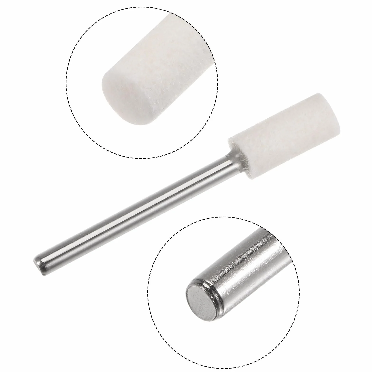 QUARKZMAN 5 sztuk wełnianych filcowych kropek 6 mm głowica 1/8 cala trzpień cylindryczny bity polerskie zadziory filcowe polerskie koło do narzędzi tokarskich