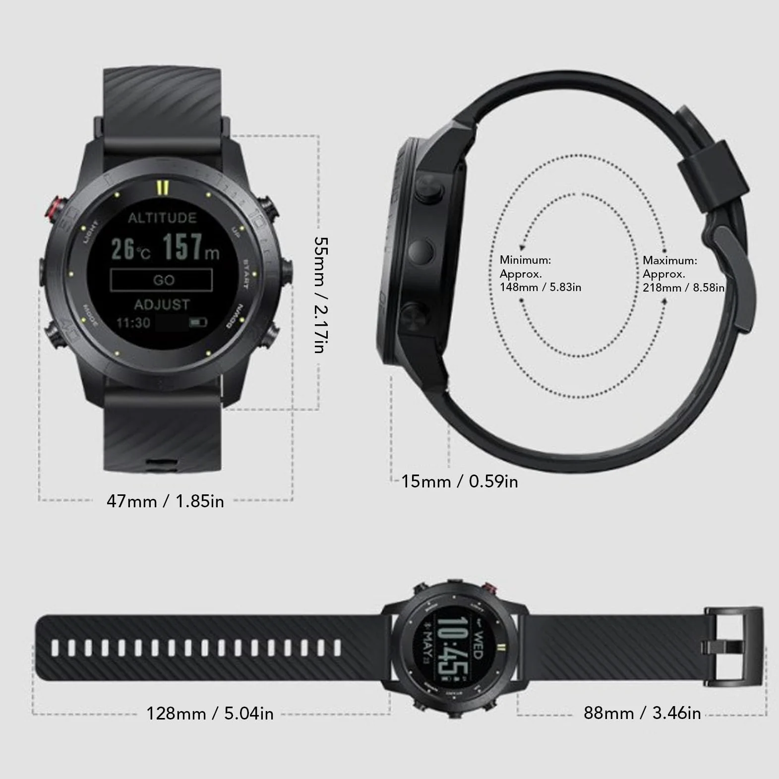 Luqeeg Smart Nurving Computer Watch, Wielofunkcyjny Dowód na wodę 100 Metrów Nurka na rękę z Czujnikiem Głębokości Barometru do Pływania Rurka rurką rurową Kroki Rejestrujące Kroki